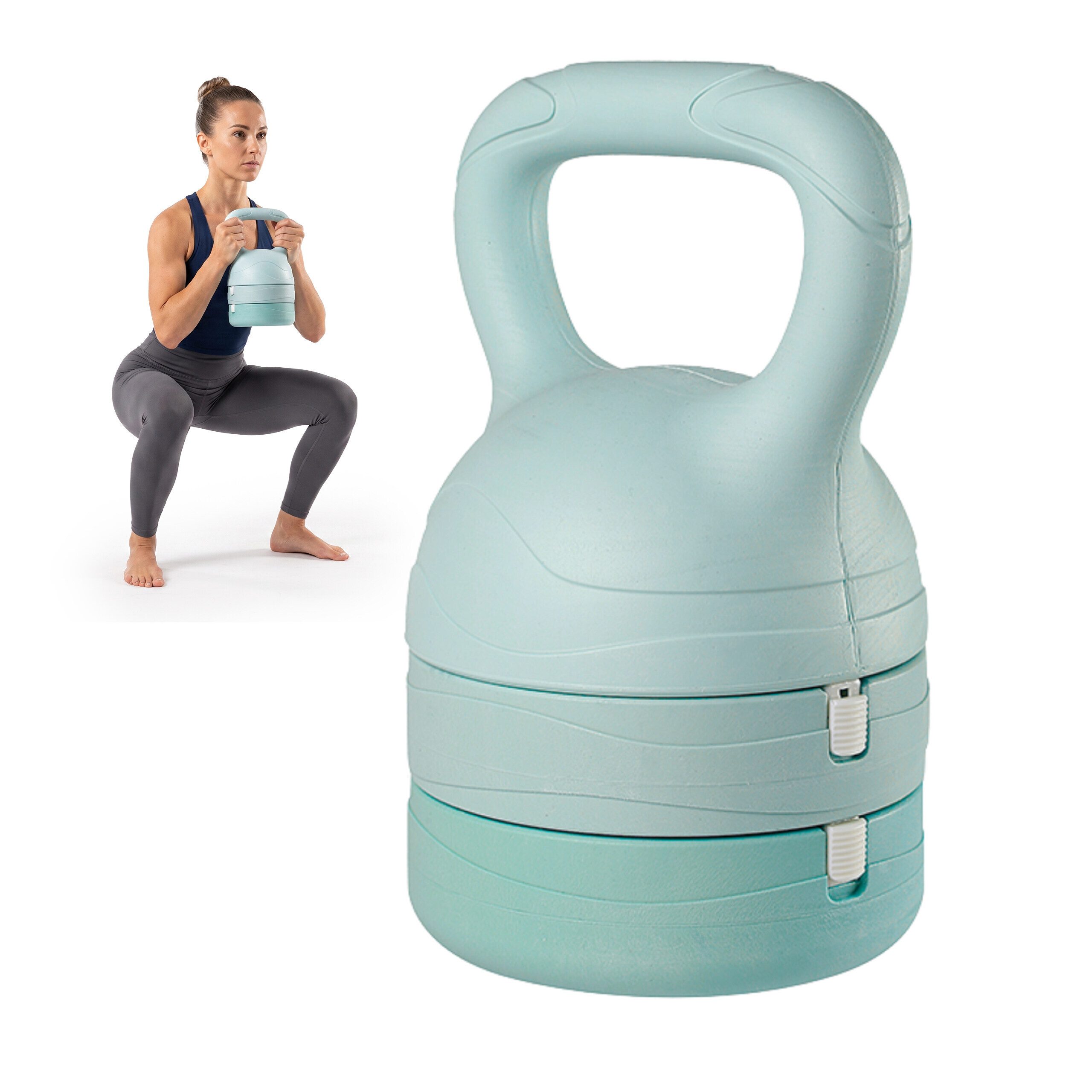 relaxdays Kettlebell verstellbar 2-6kg, blau