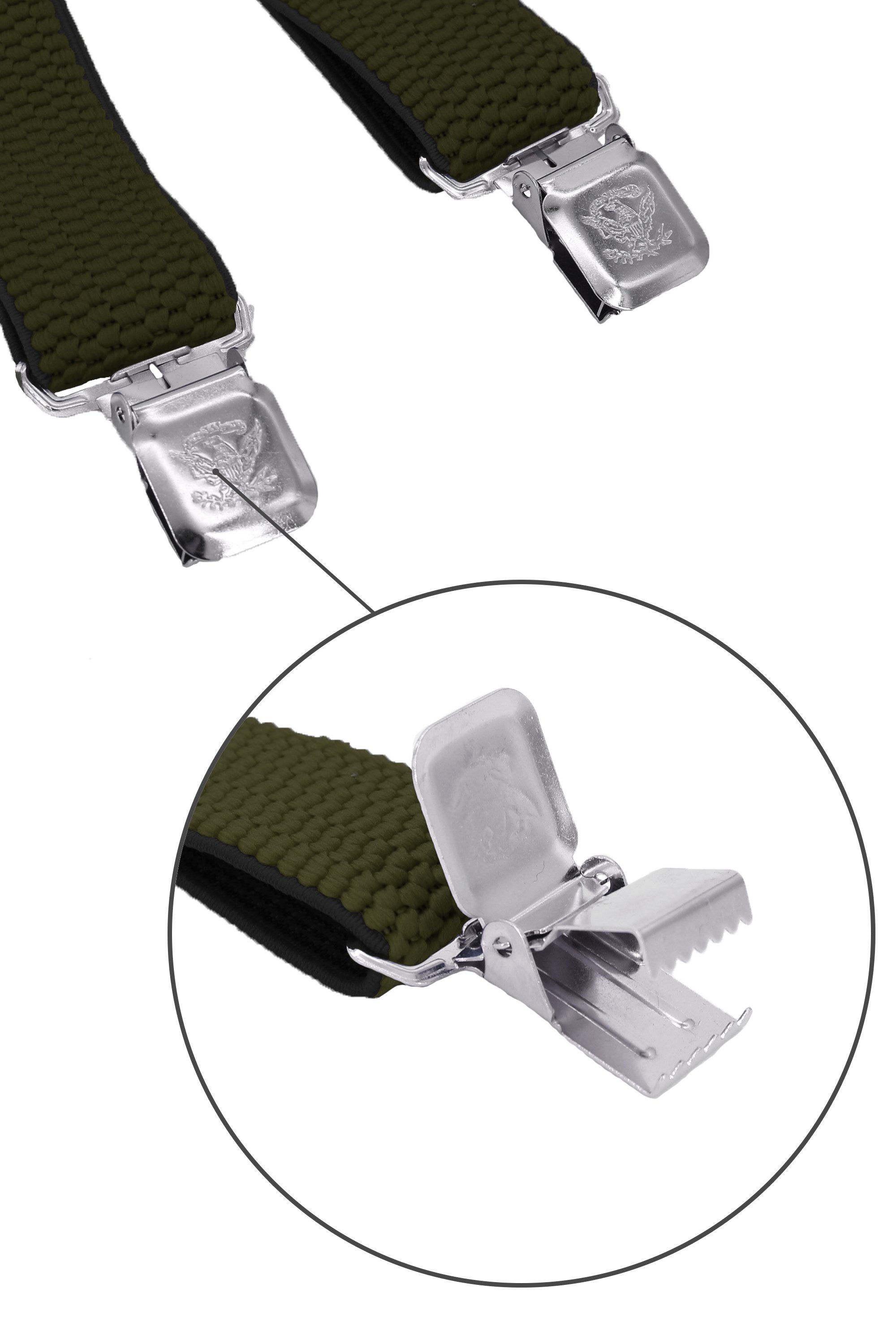 Fabio Farini Hosenträger 4cm Breites Y-Design verstellbar mit extra starken Clipverschluss, Olivgrün – Bild 4 von 5