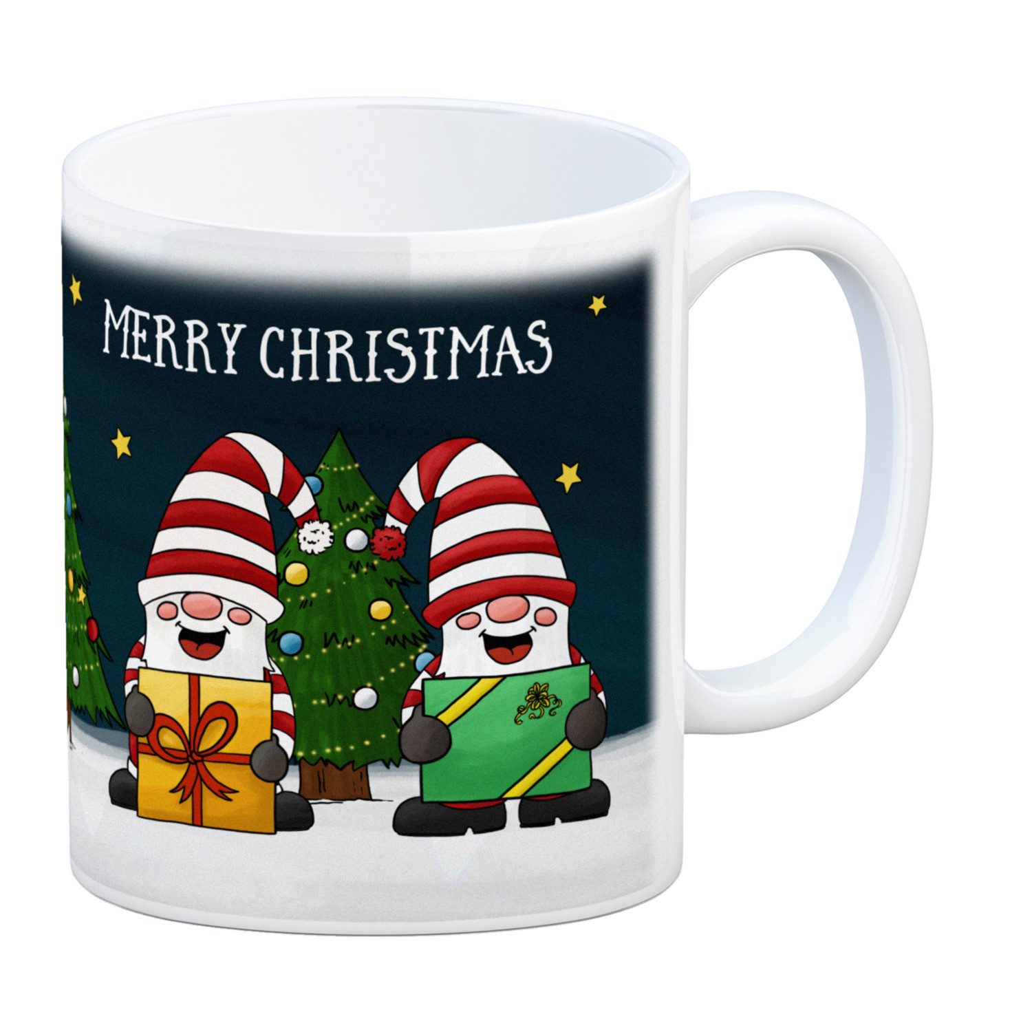 Tasse Merry Christmas Kaffeebecher mit Wichtel Motiv Weihnachten Advent