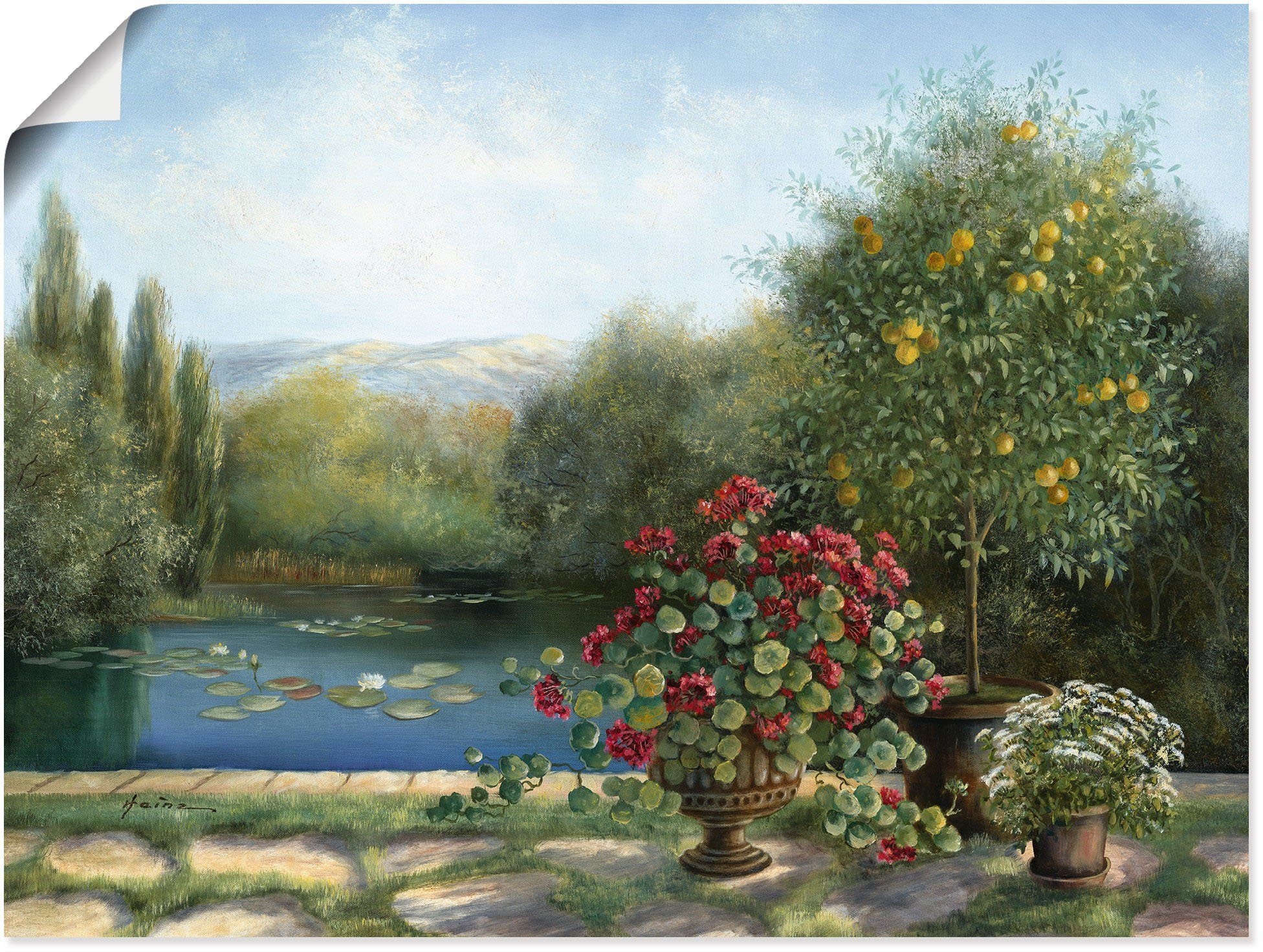 Gartenbilder (1 Alubild, Seerosenteich, versch. als Größen Leinwandbild, Artland St), oder in Wandaufkleber Wandbild Poster