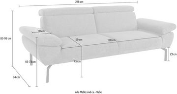 Places of Style 2,5-Sitzer Trapino Luxus, wahlweise mit Rückenverstellung, Luxus-Microfaser in Lederoptik