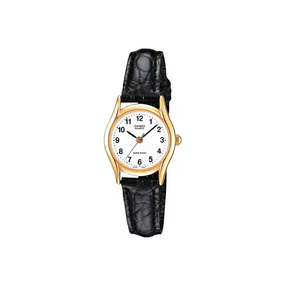 CASIO Quarzuhr Casio LTP-1154PQ-7BEG LTP-1154PQ-7BEG, (100-tlg), Casio LTP-1154PQ-7BEG Analoguhr in Gold mit Lederarmband.