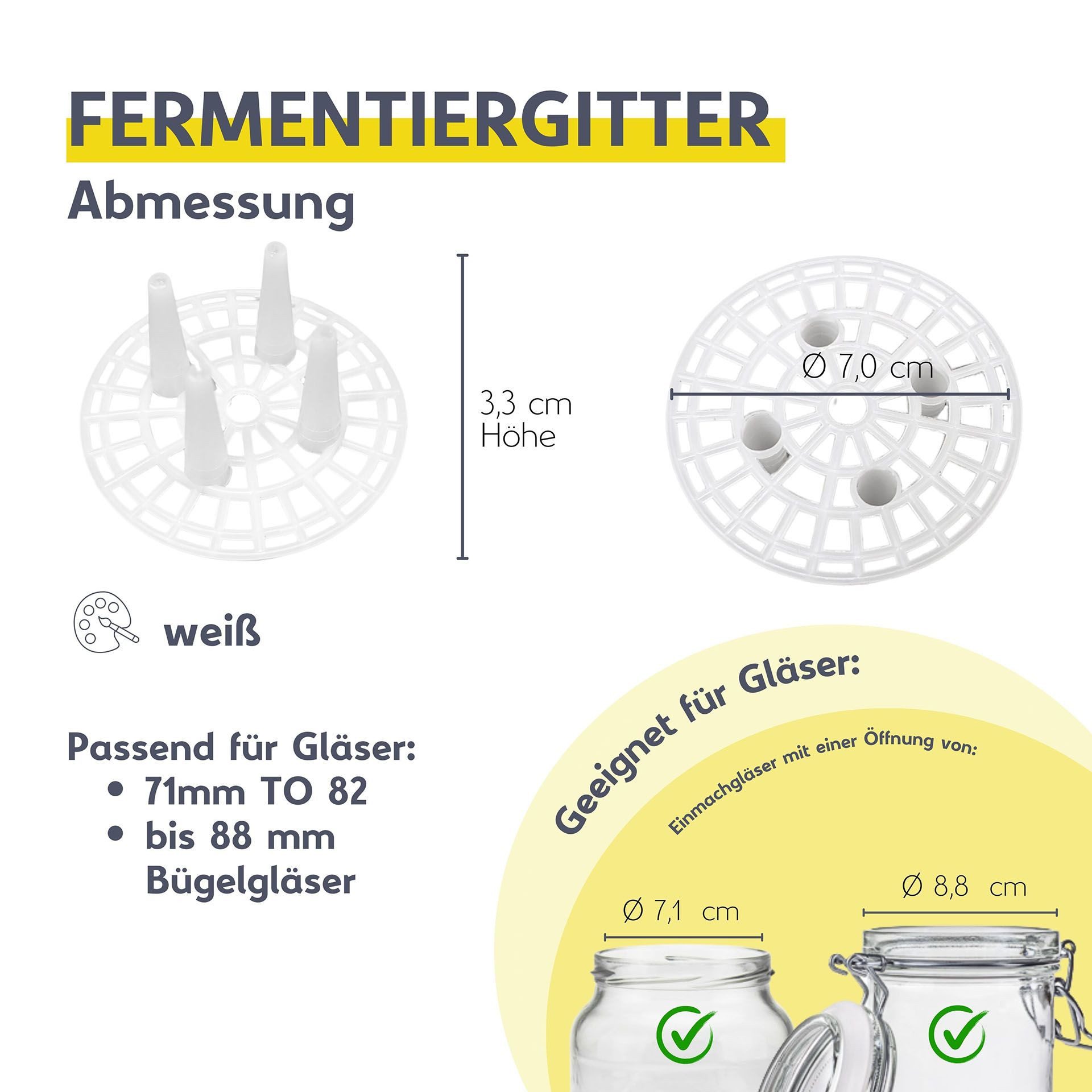 mikken Fermentationsglas Fermentieren Starter Set 6x720 ml mit Relief, (Starter Set, Fermentieren Starter-Set) – Bild 4 von 4