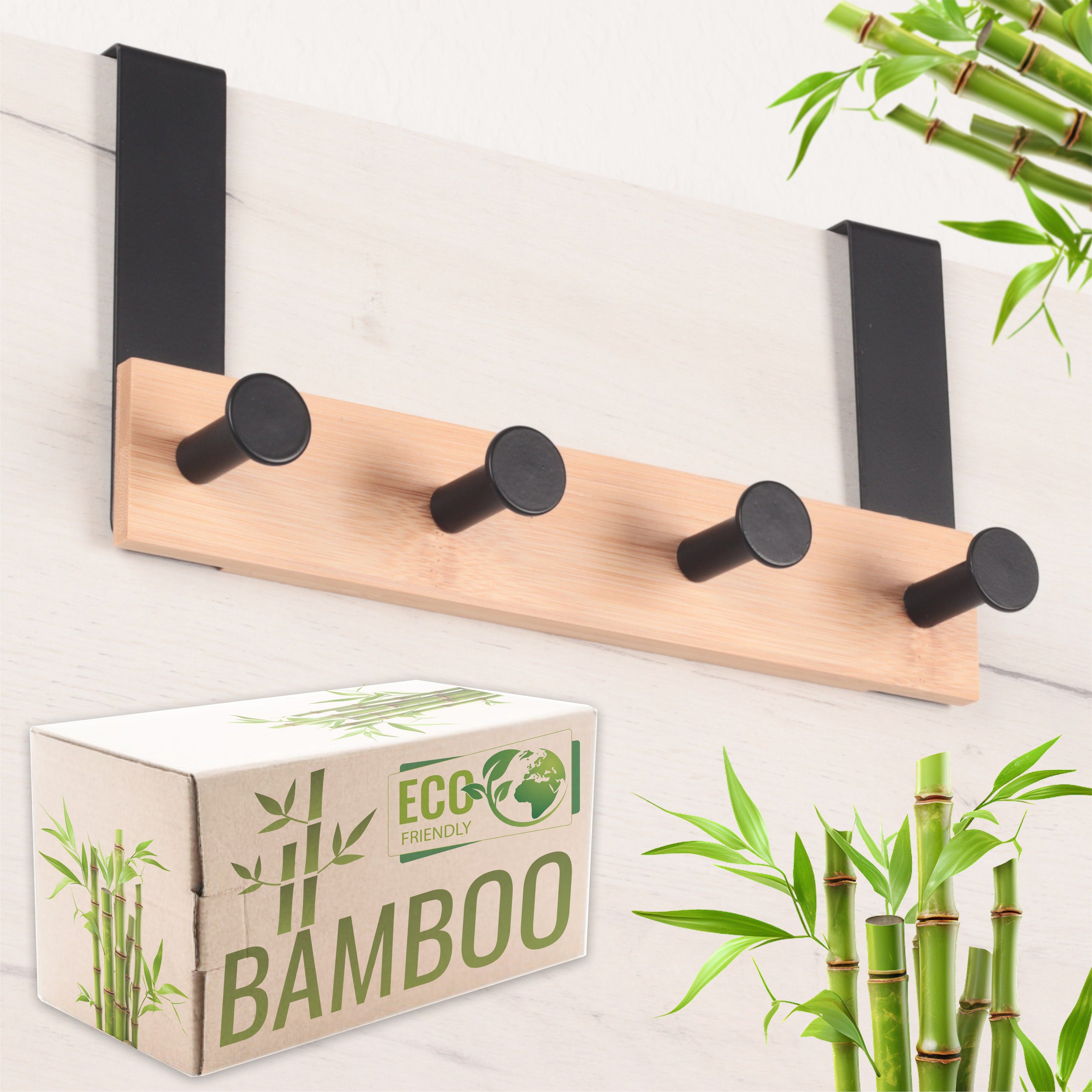 RICOO Garderobenleiste Tür Hakenleiste Hängegarderobe Türhakenleiste aus Ba günstig online kaufen