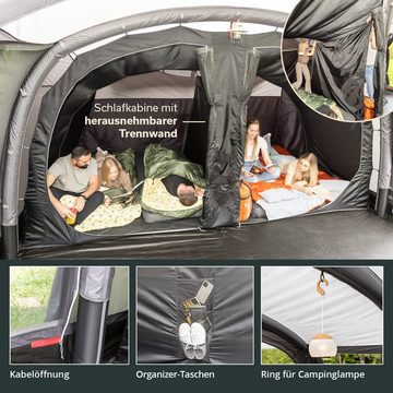 Skandika Tunnelzelt Timola 6 Air Protect, (6 Personen), aufblasbares Zelt, 6 Personen, wasserdicht, 5000 mm Wassersäule
