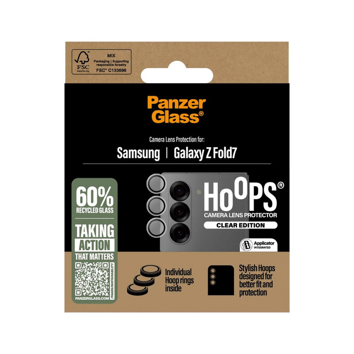 PanzerGlass Displayschutzglas PanzerGlass Kameraprotektor Hoops Optic Rings für das Samsung Galaxy Z, 1 Stück