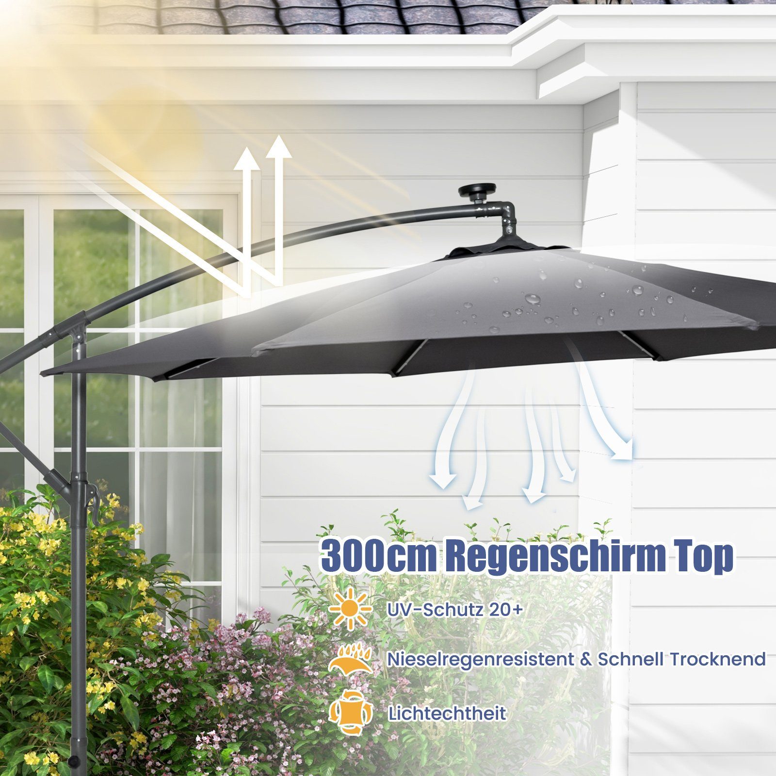 COSTWAY Sonnenschirm Gartenschirm, mit Ständer, 40 günstig online kaufen