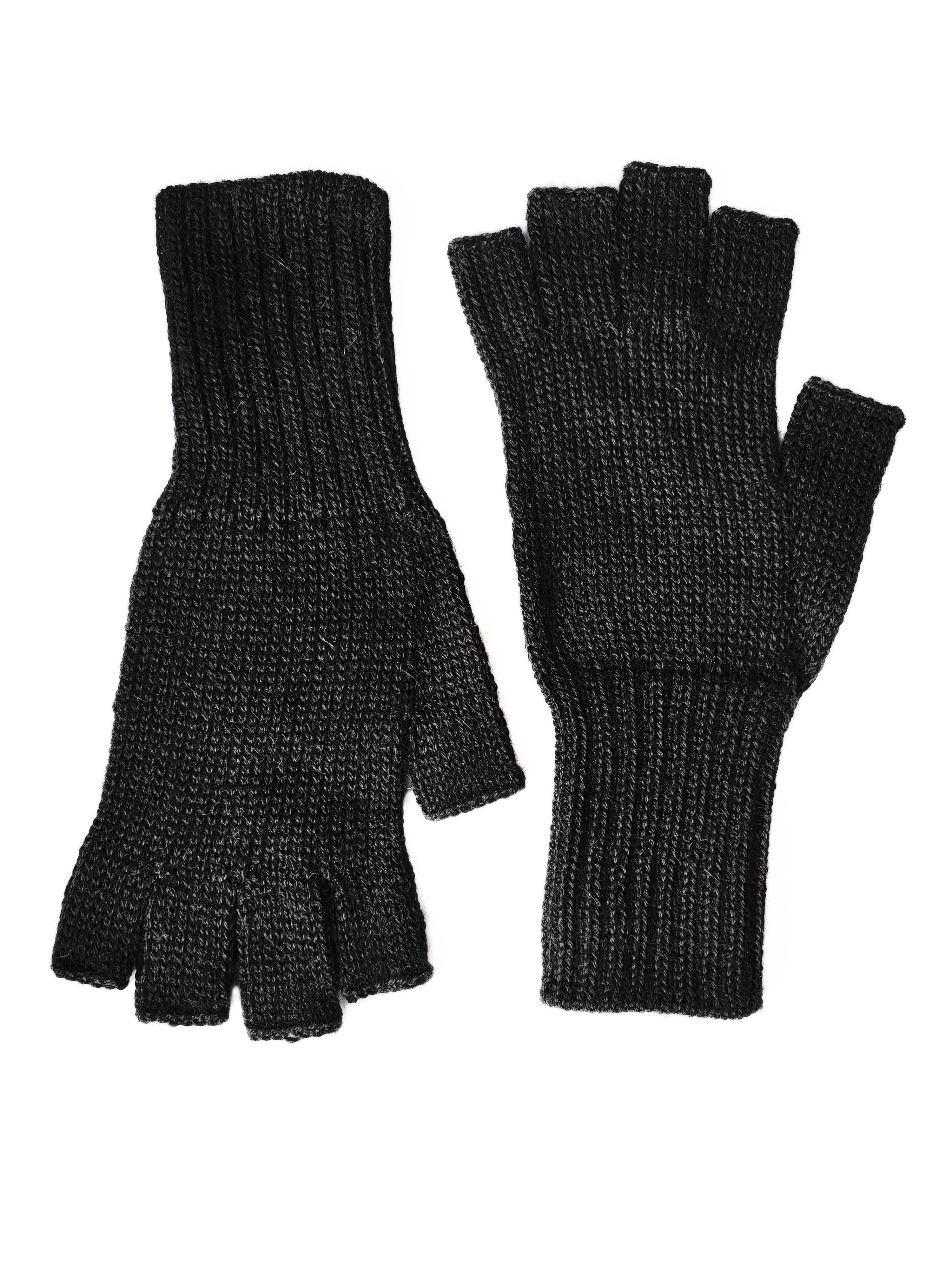 Guantiless Gear Posh schwarz Strickhandschuhe Halb-Fingerhandschuhe Alpaka