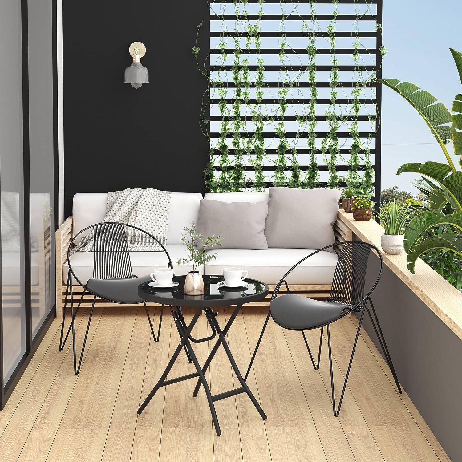 EUGAD Gartentisch (1-St), Klapptisch mit Metallrahmen, aus gehärtetem Glas günstig online kaufen