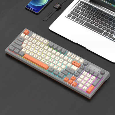 Diida Mechanische Dualmodus-Bluetooth-Tastatur,beleuchtete Gaming-Tastatur Gaming-Tastatur (Wiederaufladbare Bluetooth-Tastatur,Multimedia-Funktionen,Fn-Taste)