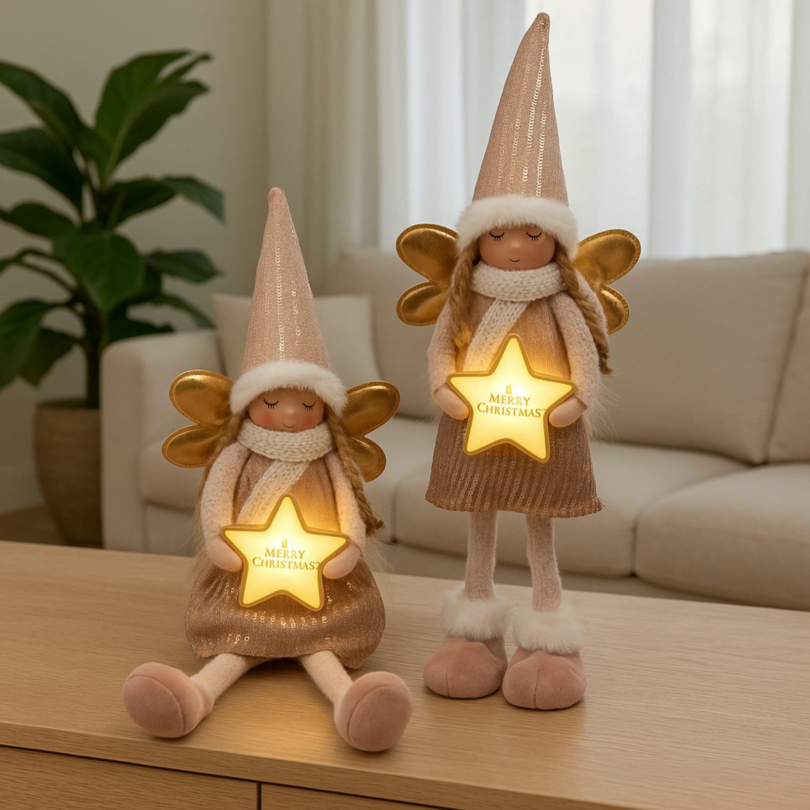 Koopman Engelfigur Weihnachtsfigur Dekofigur Figur Engel Dekoration Weihnachten (Stück, 1 St., Packung), Stehend, beschwert, Rosa / Weiß, Standsicher, Dekorativ – Bild 5 von 5