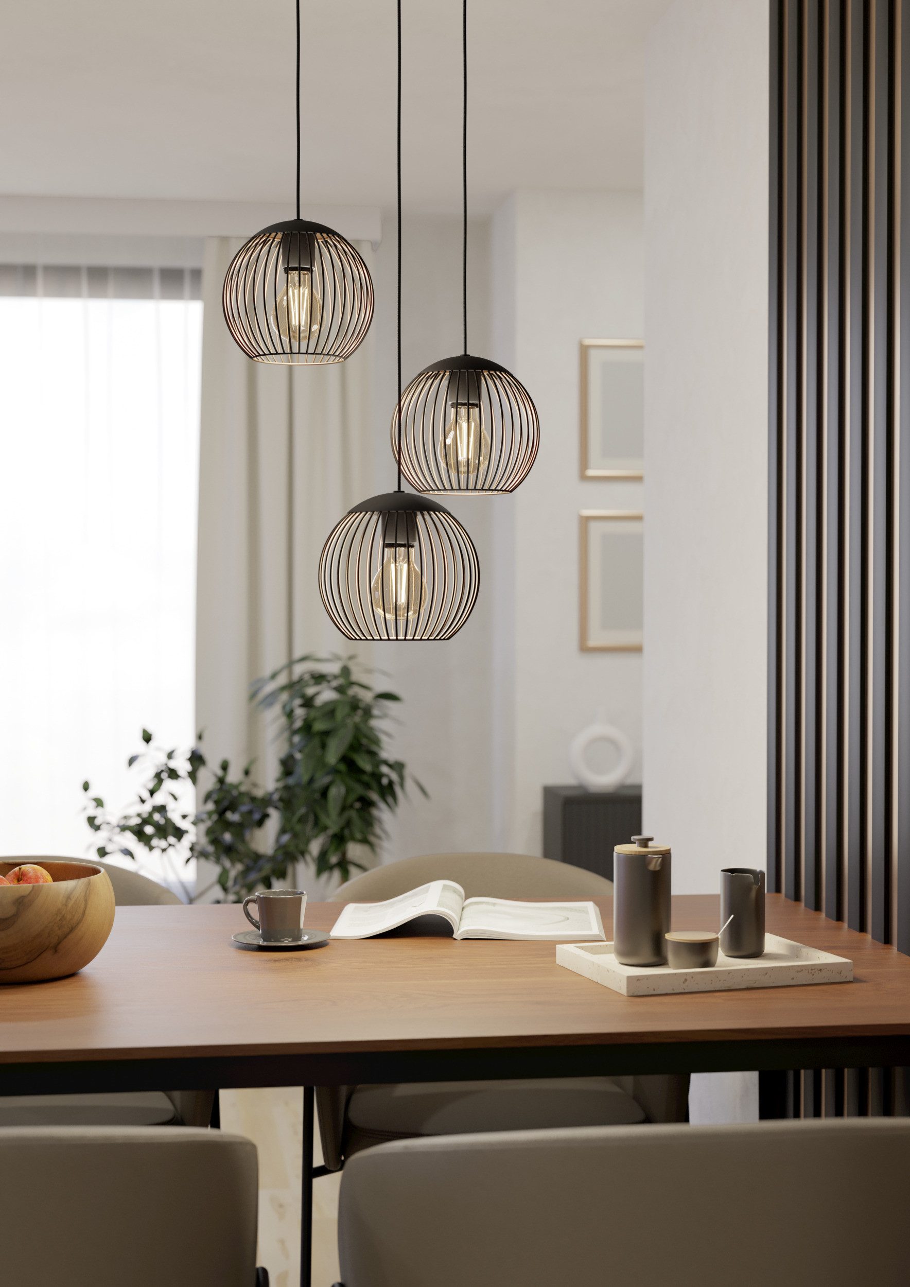 EGLO Hängeleuchte ALMANZORA Pendellampe - Stahl - E27 - 3X60W - IP20, ohne günstig online kaufen