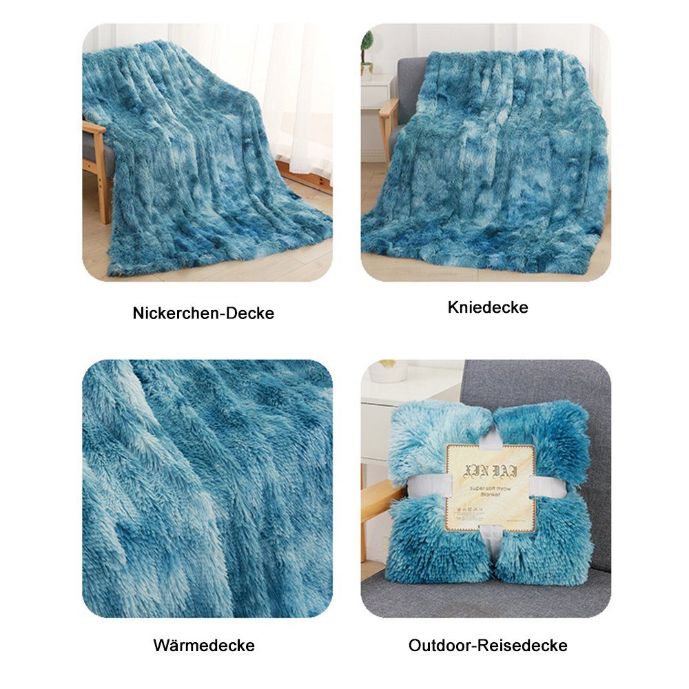 Decke, Haaren, Wohndecke Wendedecke zggzerg mit Langen Blau Flauschige Kuscheldecke,