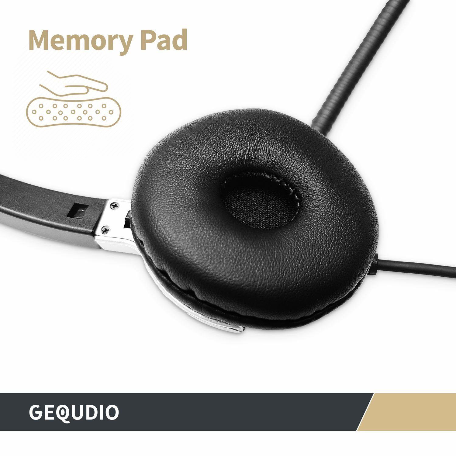 mehrere 60g Mac Adapter und 3,5mm für Headset Wechselverschluss Federstahl, mit mit für PC, und USB-C USB-A, Smartphone Klinke aus Endgeräte, Anschlusskabel) GEQUDIO Bügel (1-Ohr-Headset, leicht, inklusive