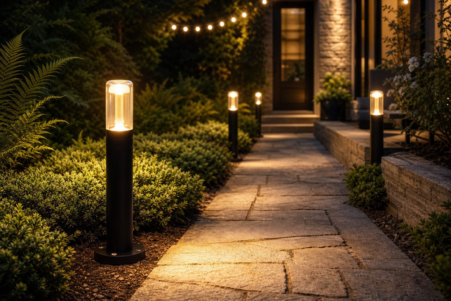 ZMH LED Pollerleuchte Außen Schwarz, 40 cm, 10 W, 3000 K warmweiß, LED Pollerleuchte, LED fest integriert, Warmweiß, Wegeleuchte aus Aluminium/Glas für Garten, Weg und Terrasse