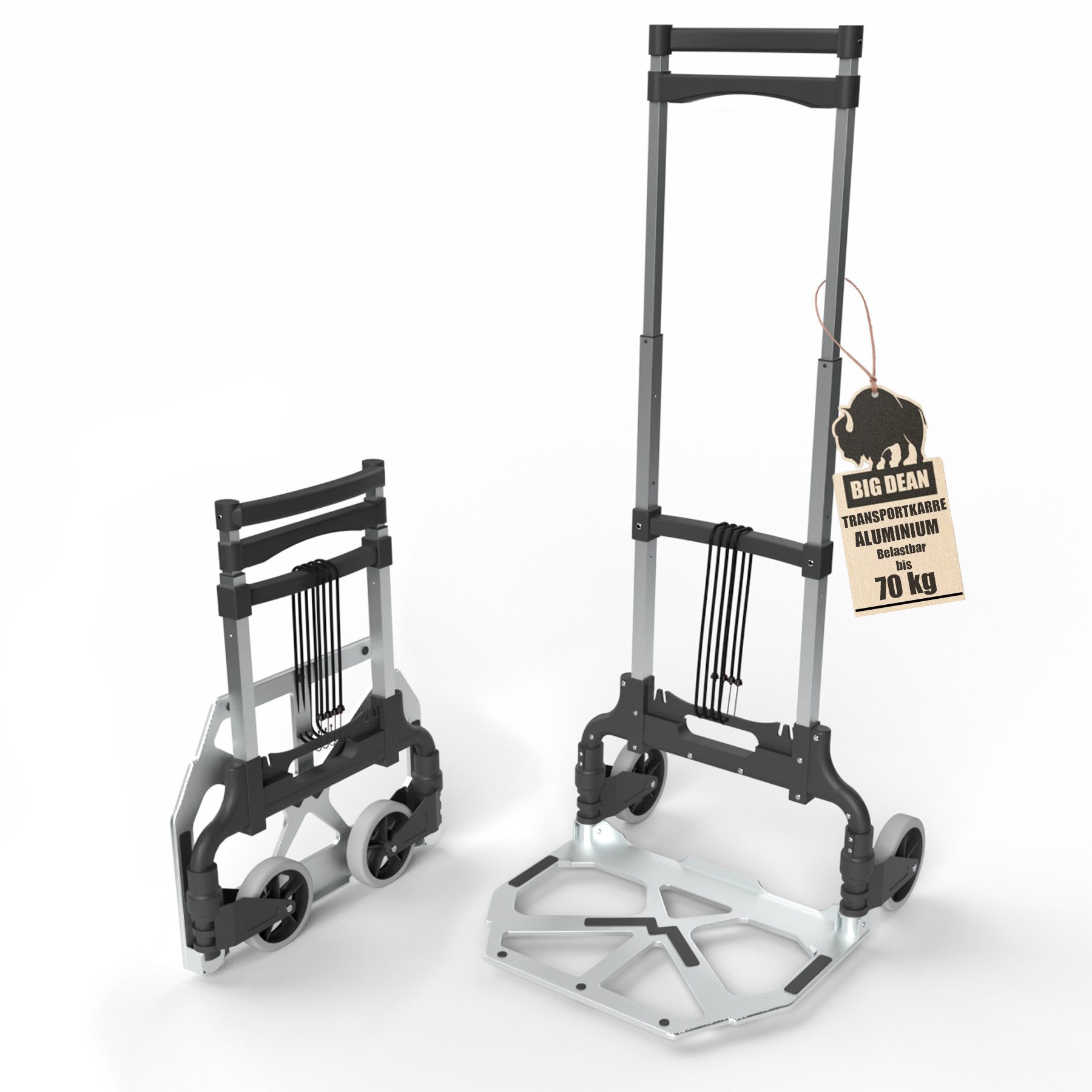 BigDean Transportkarren Aluminium ProfiSackkare klappbar belastbar bis 70kg stabil und leicht, (Packung, 1-St., Sackkarre), Klappbar, Leicht, Platzsparen, Stabil, 70kg Belastbar, Ergonomisch