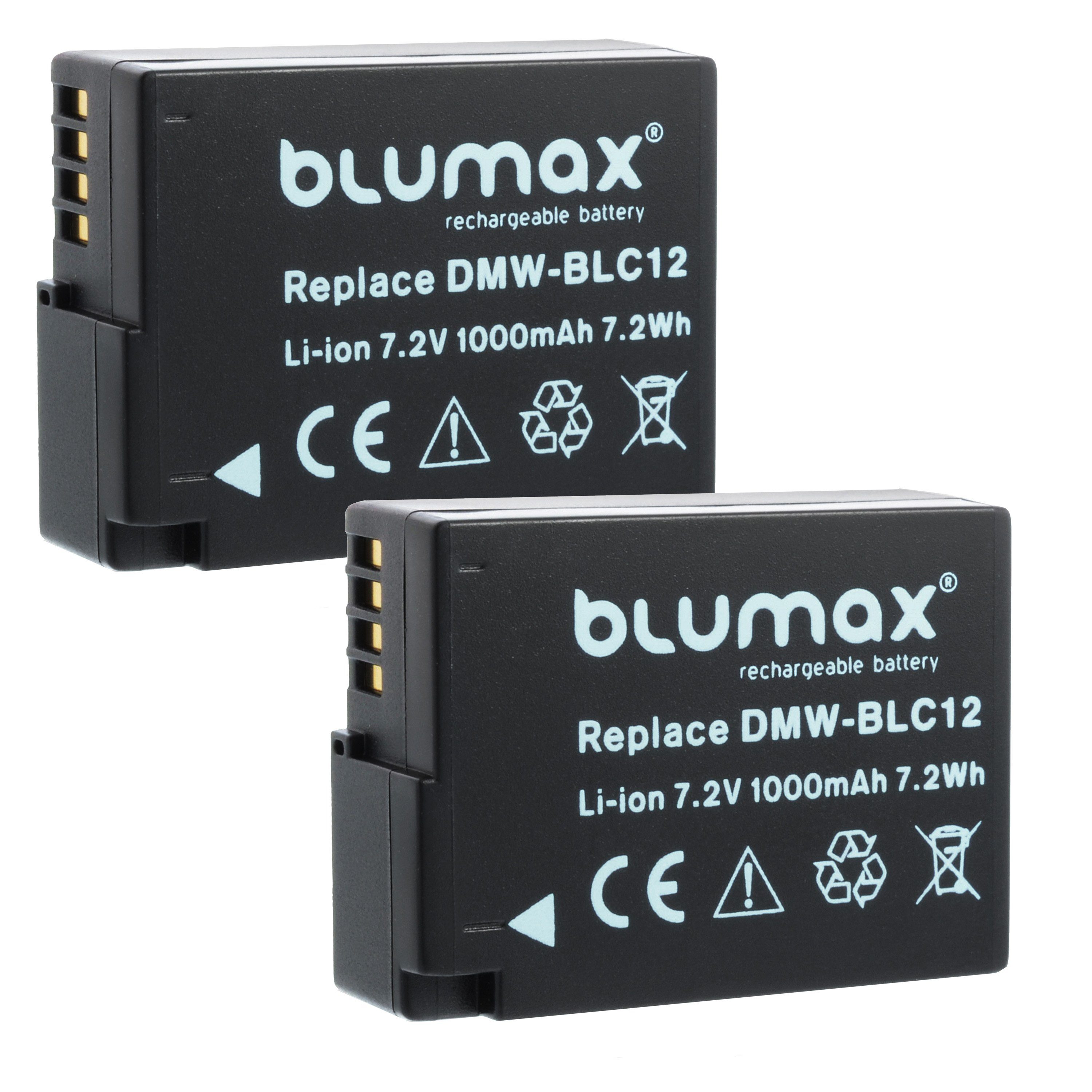 Panasonic für DMW-BLC12 mAh7,2V mit 1000 Blumax Kamera-Akku Set Lader