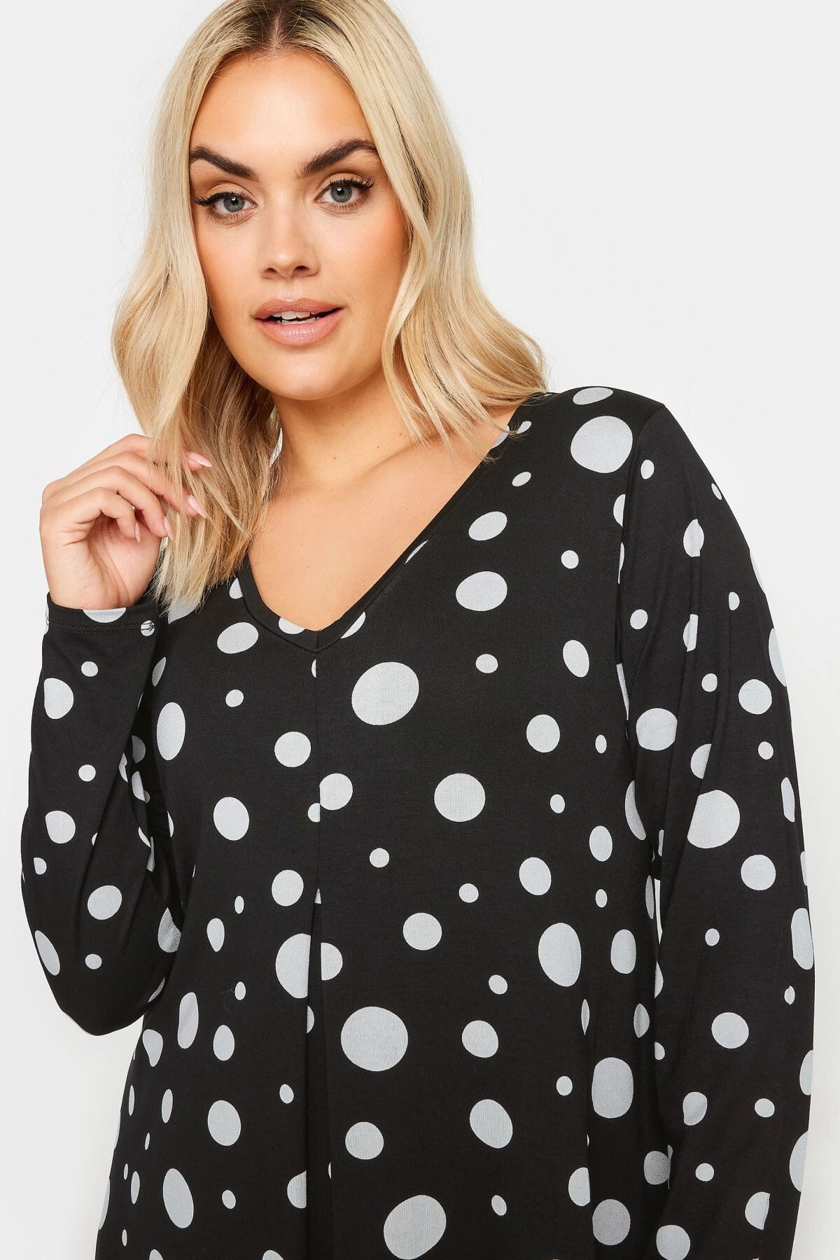 Stil Diva Minikleid Plus Size Kleid mit V-Ausschnitt, langen Ärmeln und Pol günstig online kaufen