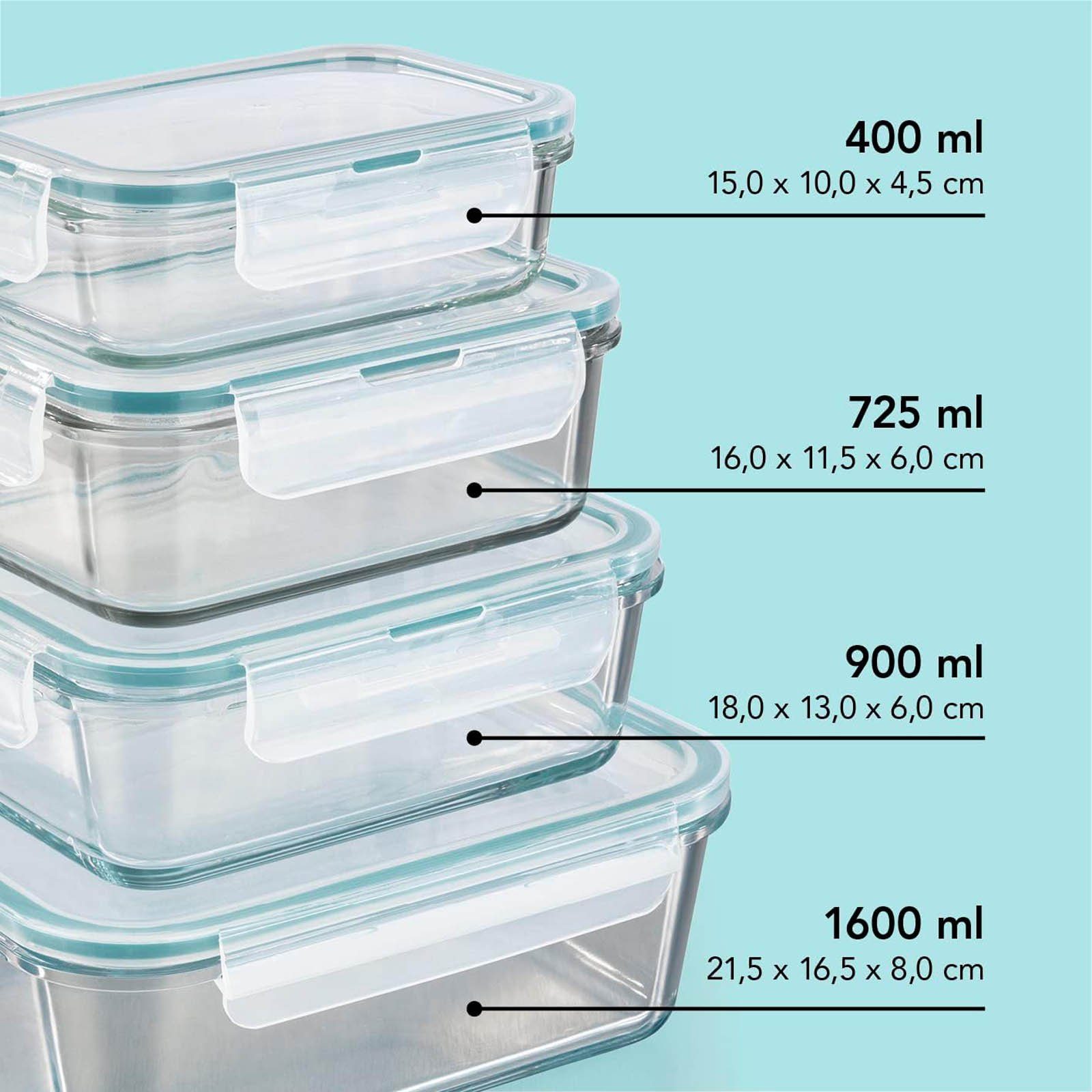 Glasbehälter, GOURMETmaxx Mikrowelle, und Spülmaschine, Frischhaltedose Klick-It für geeignet Backofen (8-tlg), Set Mit Vorratsdosen Dosenset Deckel Glas, Gefrierschrank