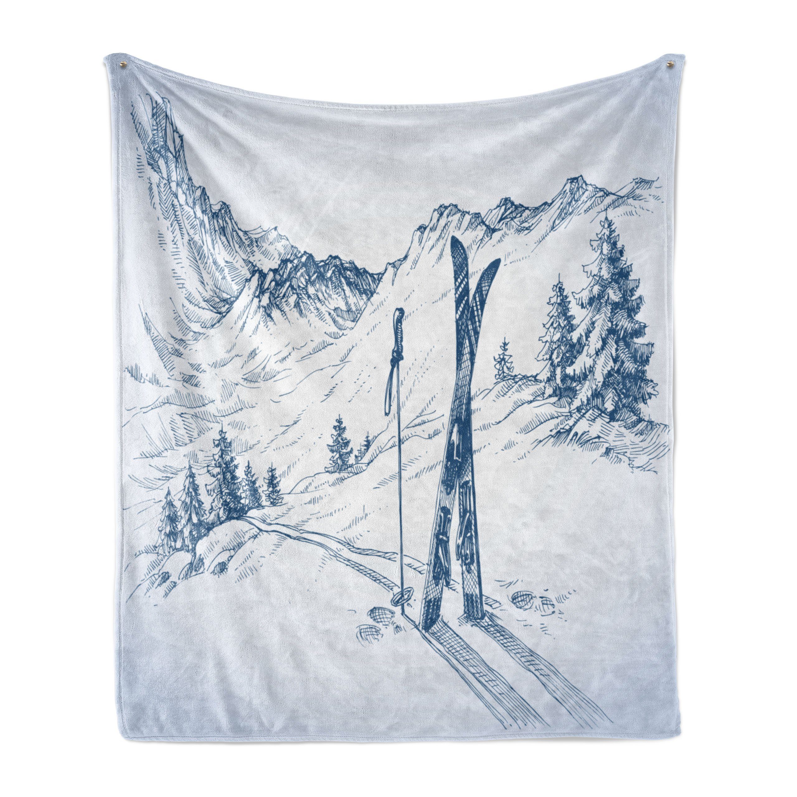 Wohndecke Gemütlicher Plüsch für den Innen- und Außenbereich, Abakuhaus, Winter Landschaft von Snowy Mountains