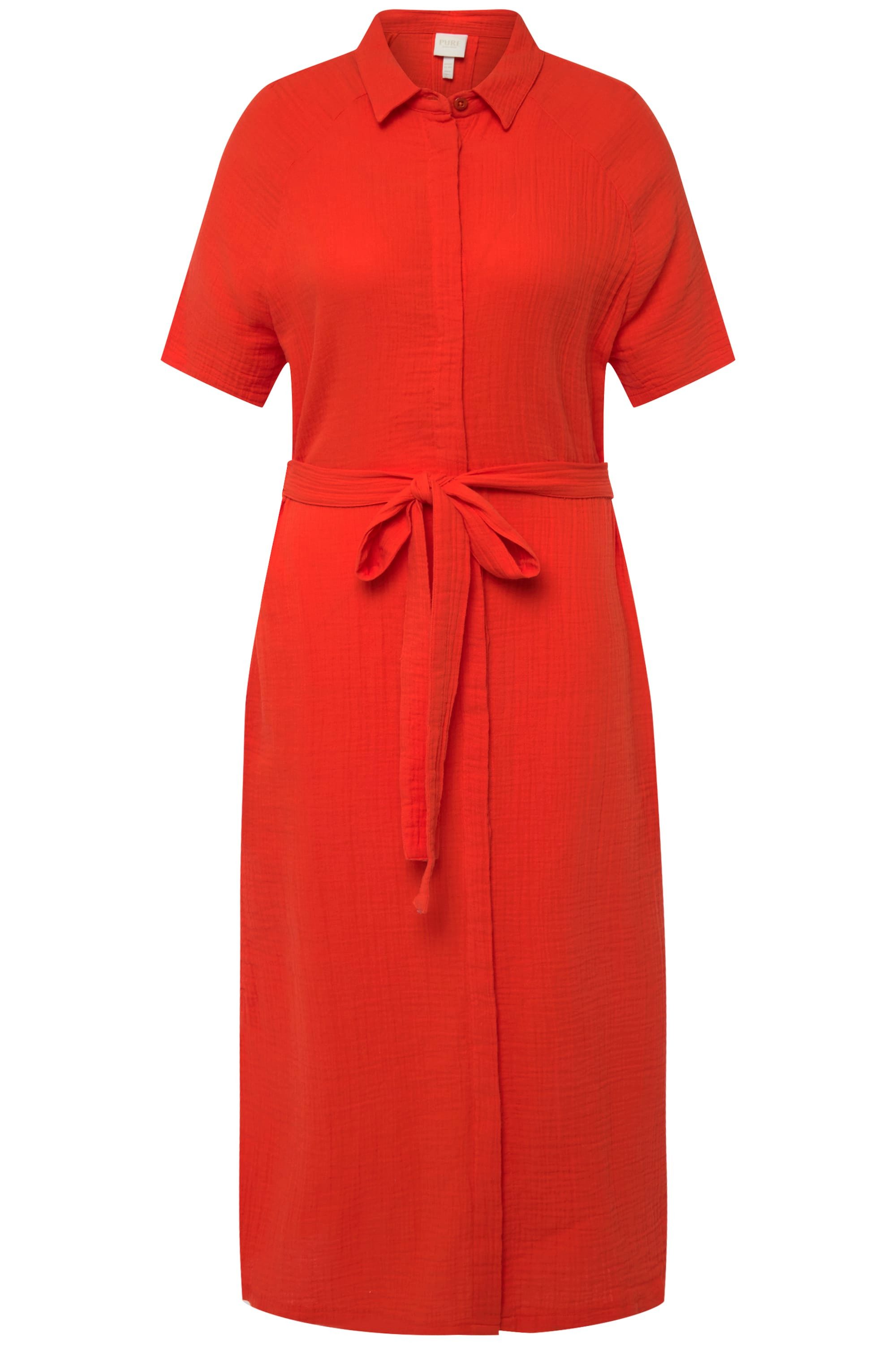 Ulla Popken Midikleid Midikleid Hemdkragen Halbarm günstig online kaufen