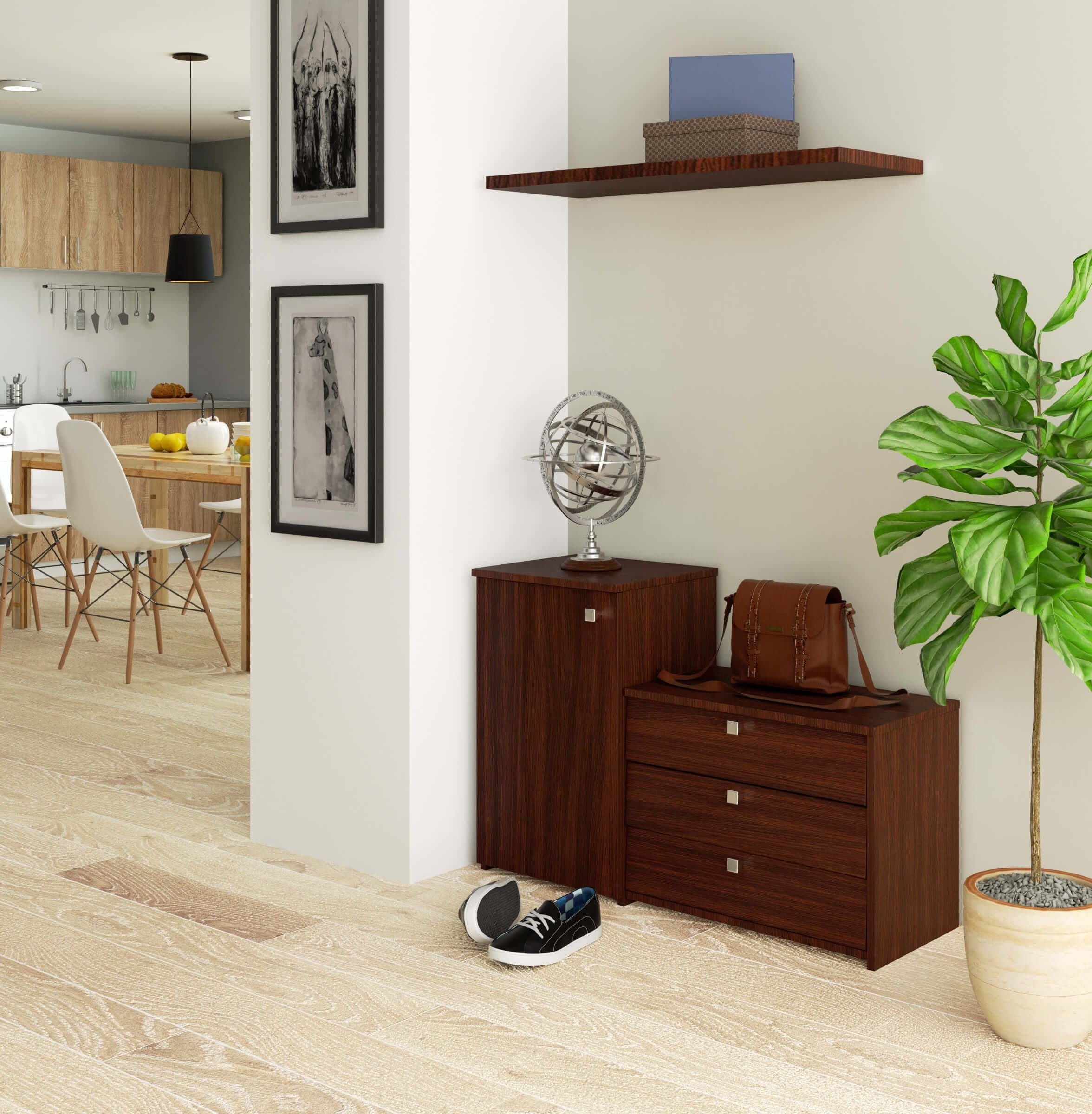Raumhirsch Furniture Schuhschrank Eleganter Schuhschrank – Platzsparende Schuhkommode – Stauraum Stilvolles Wenge-Design, kratzfeste Oberfläche, Selbstaufbau