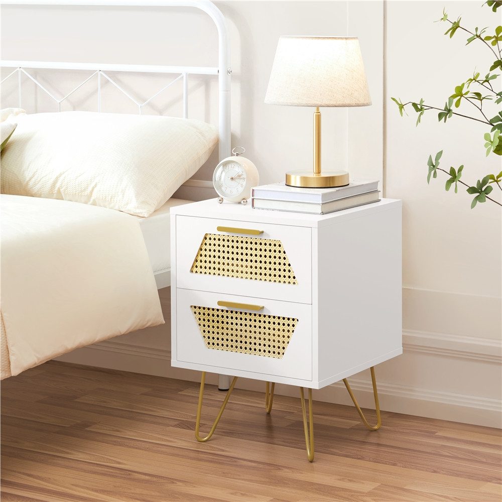 Yaheetech Nachttisch 40x40x55 cm (2-St), Rattan günstig online kaufen