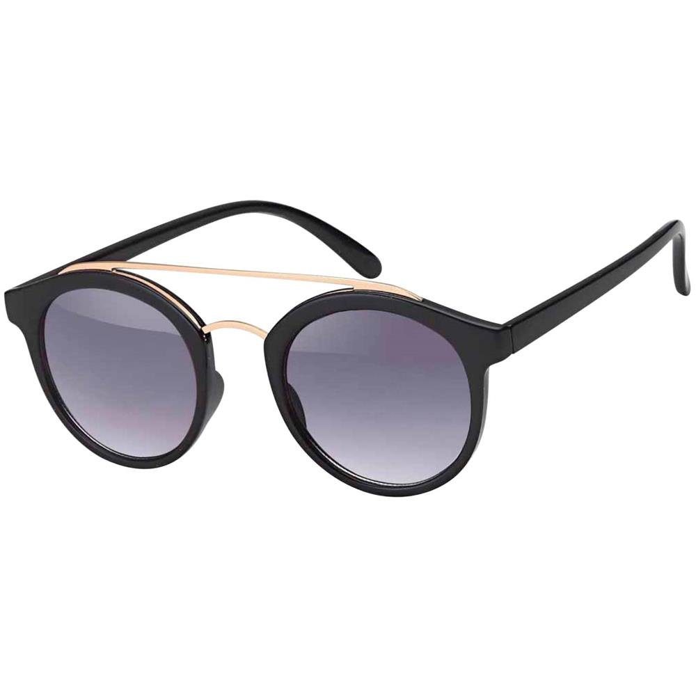 BEZLIT Eyewear Retrosonnenbrille Unisex Deppelsteg Designer Sonnenbrille (1-St) mit schwarzen Linsen Schwarz Gold