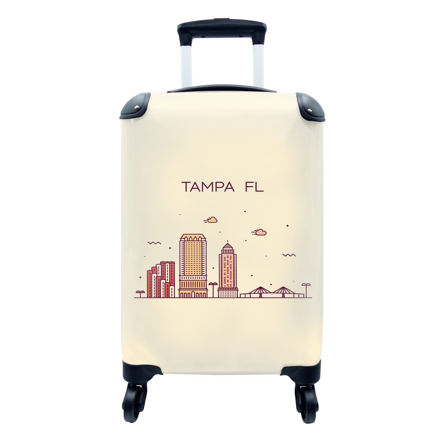MuchoWow Handgepäckkoffer Tampa - Skyline - Amerika, 4 Rollen, Reisetasche mit rollen, Handgepäck für Ferien, Trolley, Reisekoffer | Handgepäck-Koffer