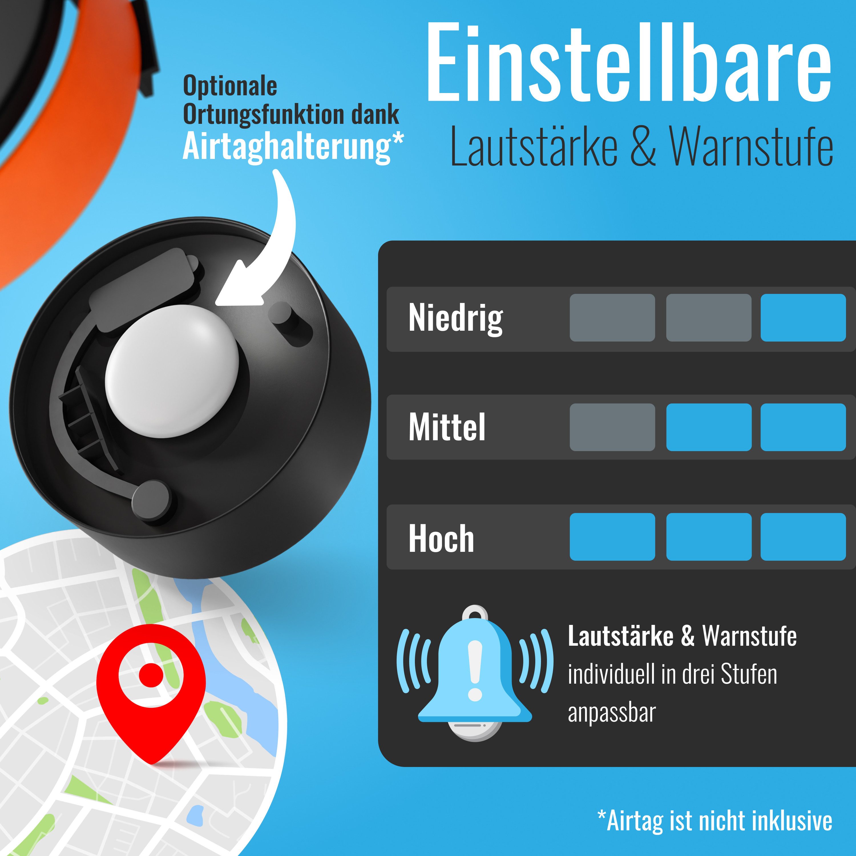 Parkwächter Fahrradalarm mit Universal Flaschenhalter Fahrrad-Alarmanlage (Wasserfeste Fahrradhalterung in Orange)