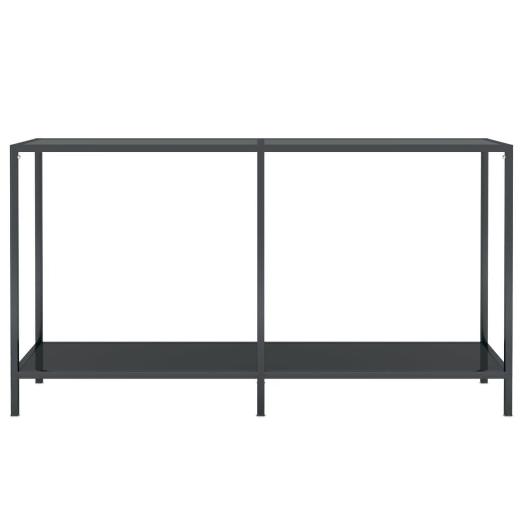 furnicato Beistelltisch Konsolentisch Schwarz (1-St) Hartglas cm 140x35x75,5