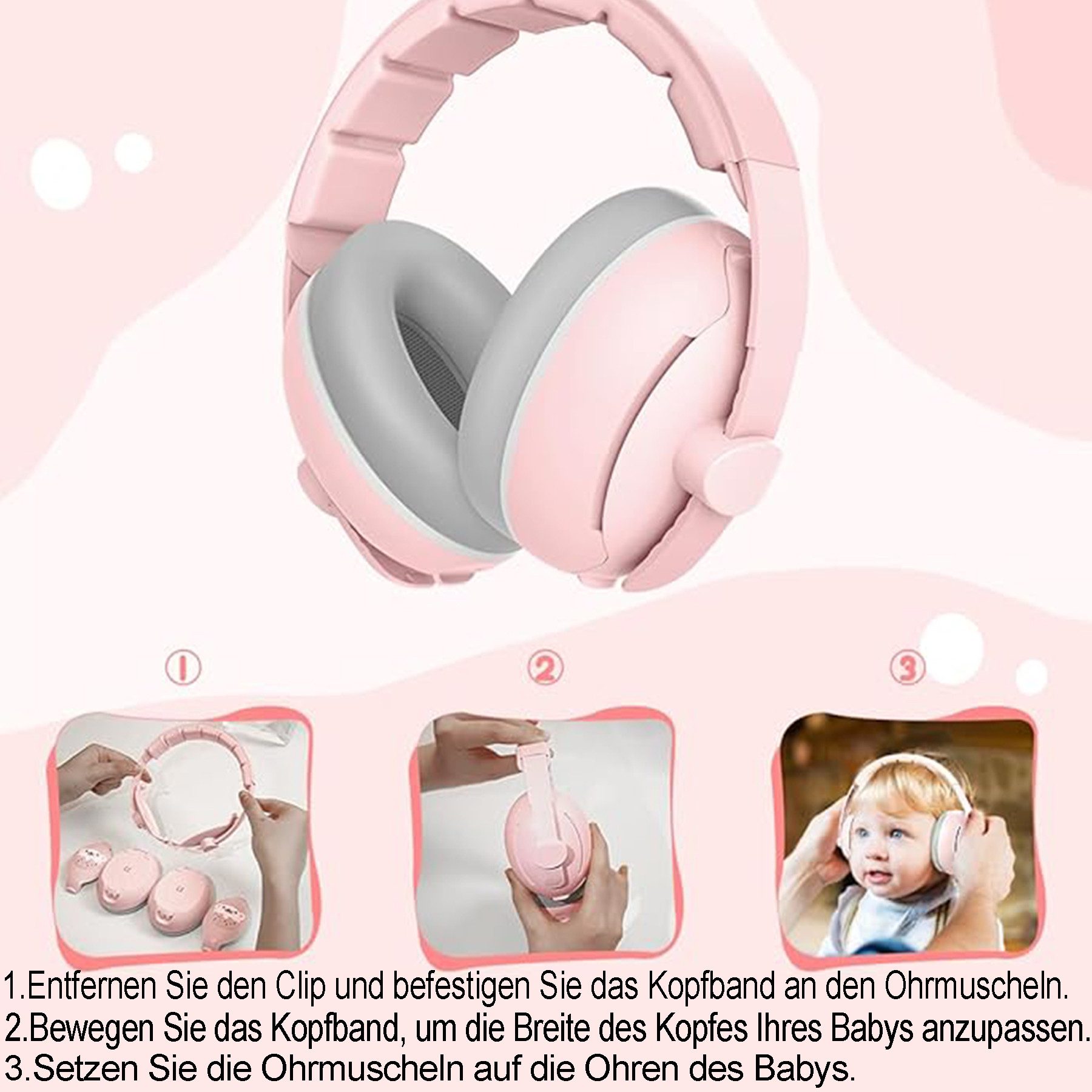Mutig Kapselgehörschutz Baby Kopfhörer Lärmschutz 2-in-1, Kapselgehörschützer mit Kopfband, (verstellbarer Ohrenschützer mit Geräuschunterdrückung, Baby Gehörschutz für Neugeborene & Kinder bis 60 Monate)