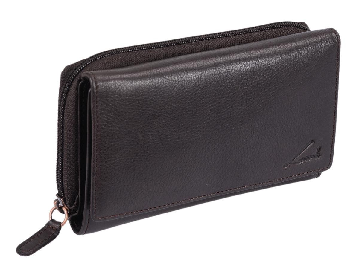 GlücksNugget Geldbörse Lemondo Leder-Damenllangbörse RV dunkelbraun