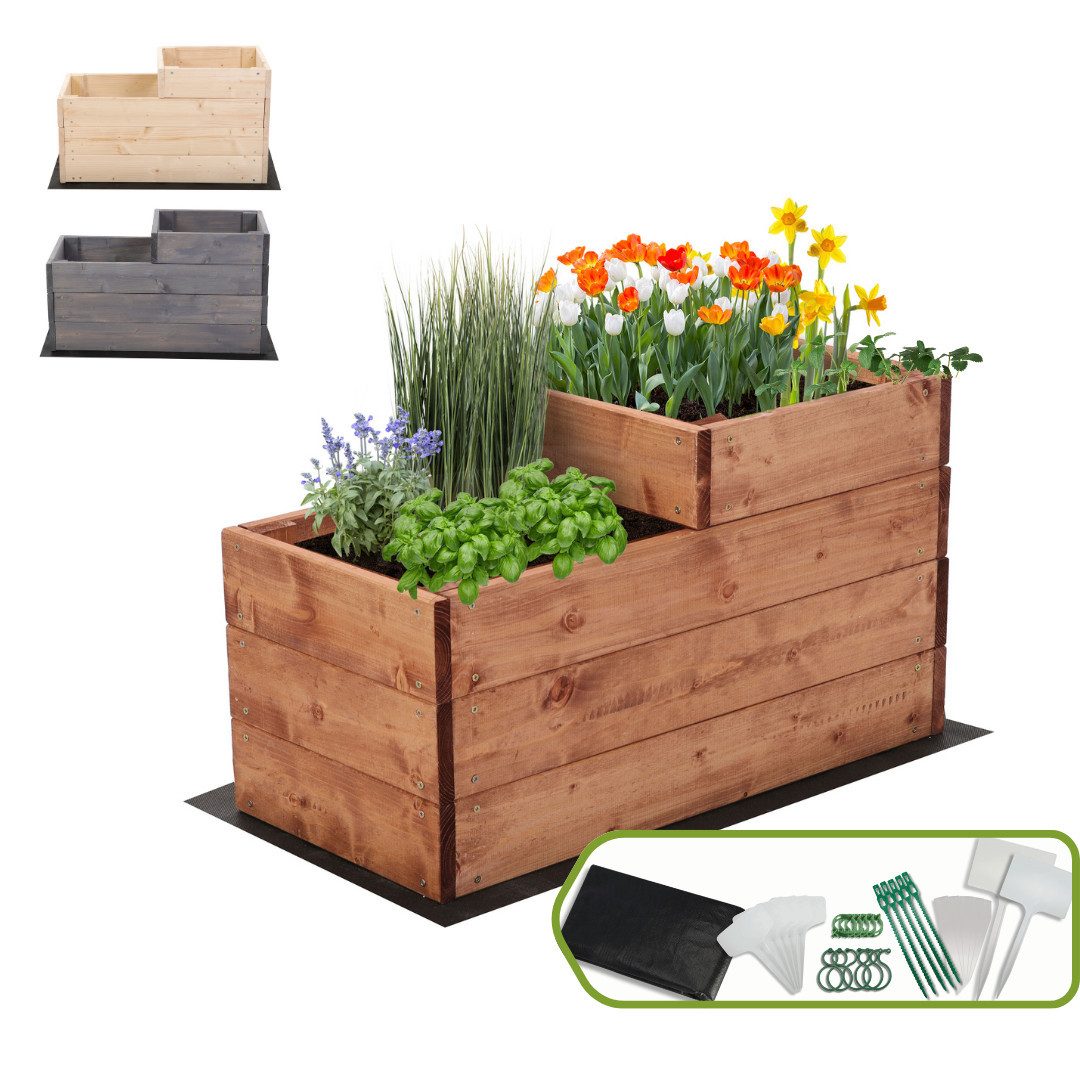 Modo24 Hochbeet ZP07 Kräuterbeet, Gartenbeet, Pflanzkasten, Blumenbeet, Gemüsegarten, für Garten und Terrasse, Kiefernholz Massivholz, Höhe 36 cm, 3 Farben