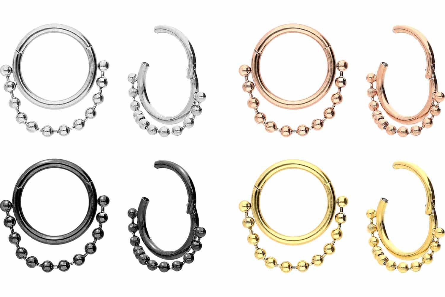 PIERCINGLINE Nasenpiercing Chirurgenstahl Segmentring Clicker KUGELKETTE Ohrpiercing Septum Nase (Clicker, 1-tlg), Ohrpiercing für Conch, Helix, Tragus, Daith, Lobe