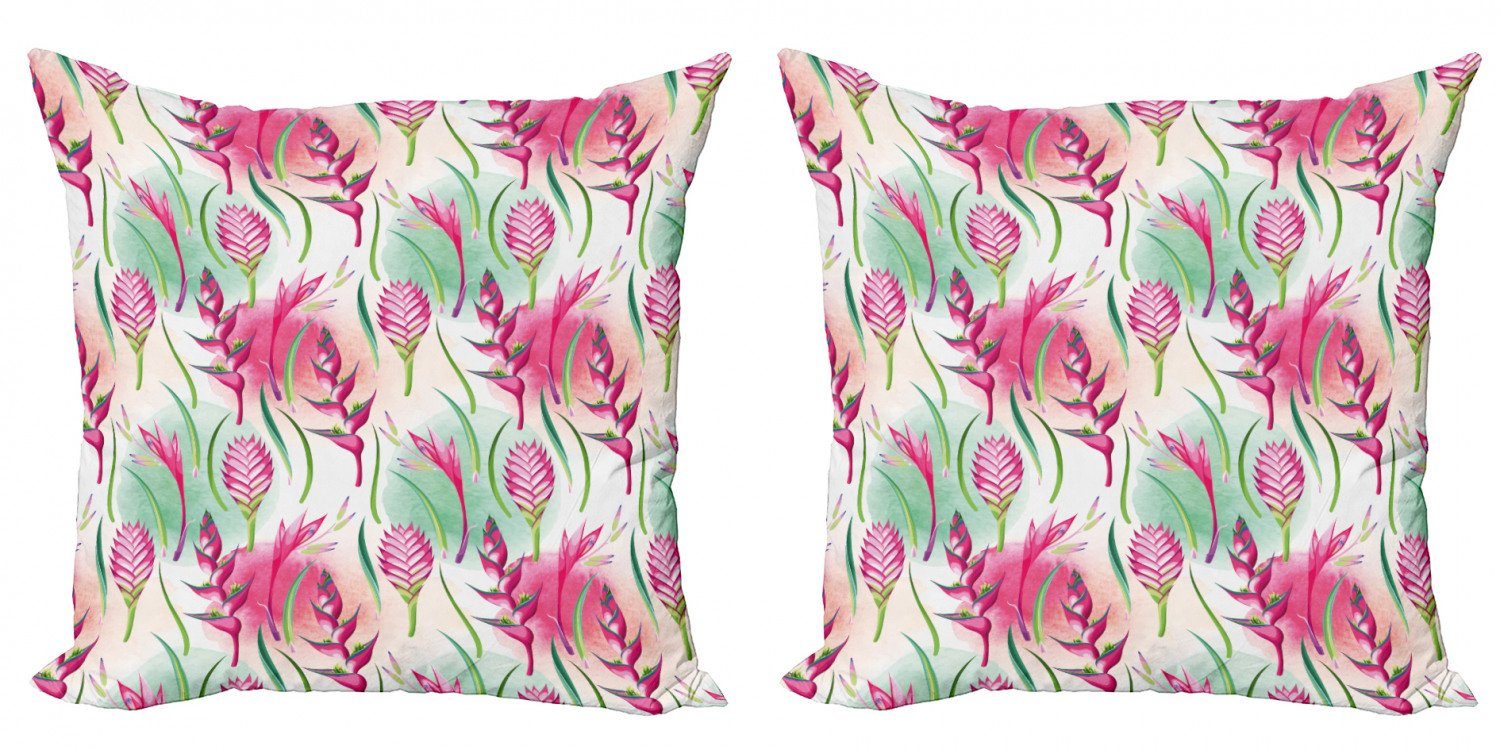 Kissenbezüge Modern Accent Doppelseitiger Digitaldruck, Abakuhaus (2 Stück), Exotisch Tropic Blumen Farbe Blots | Kissenbezüge
