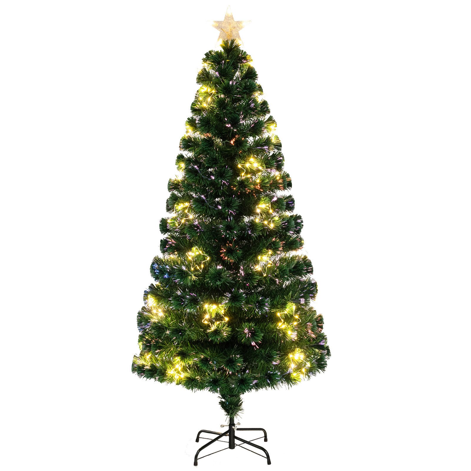 COSTWAY Künstlicher Weihnachtsbaum, 180cm, 36 warmweiße LEDs, 230 Spitzen