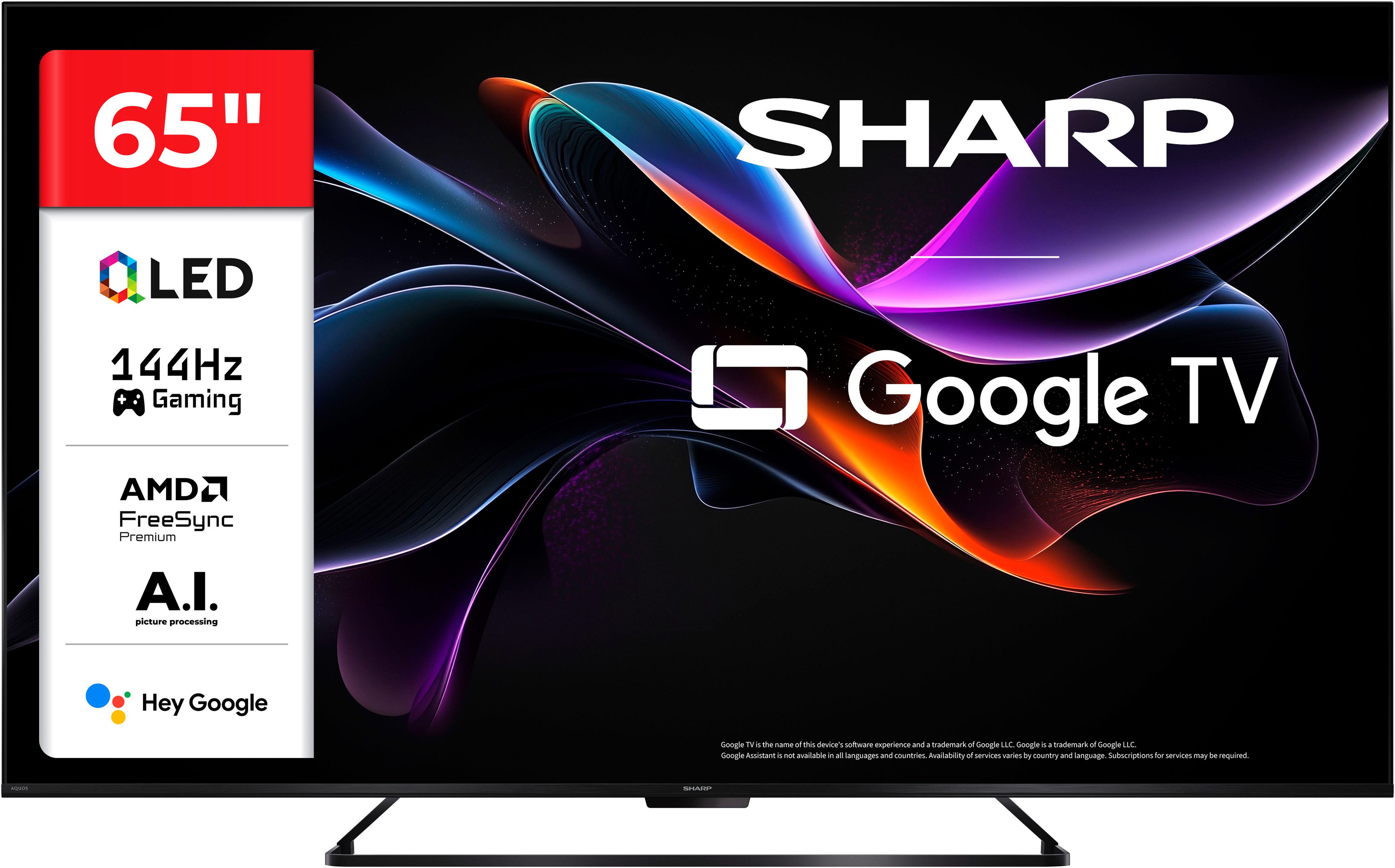 Sharp 4T-C65HRx QLED-Fernseher (164 cm/65 Zoll, 4K Ultra HD, Google TV, Smart-TV)
