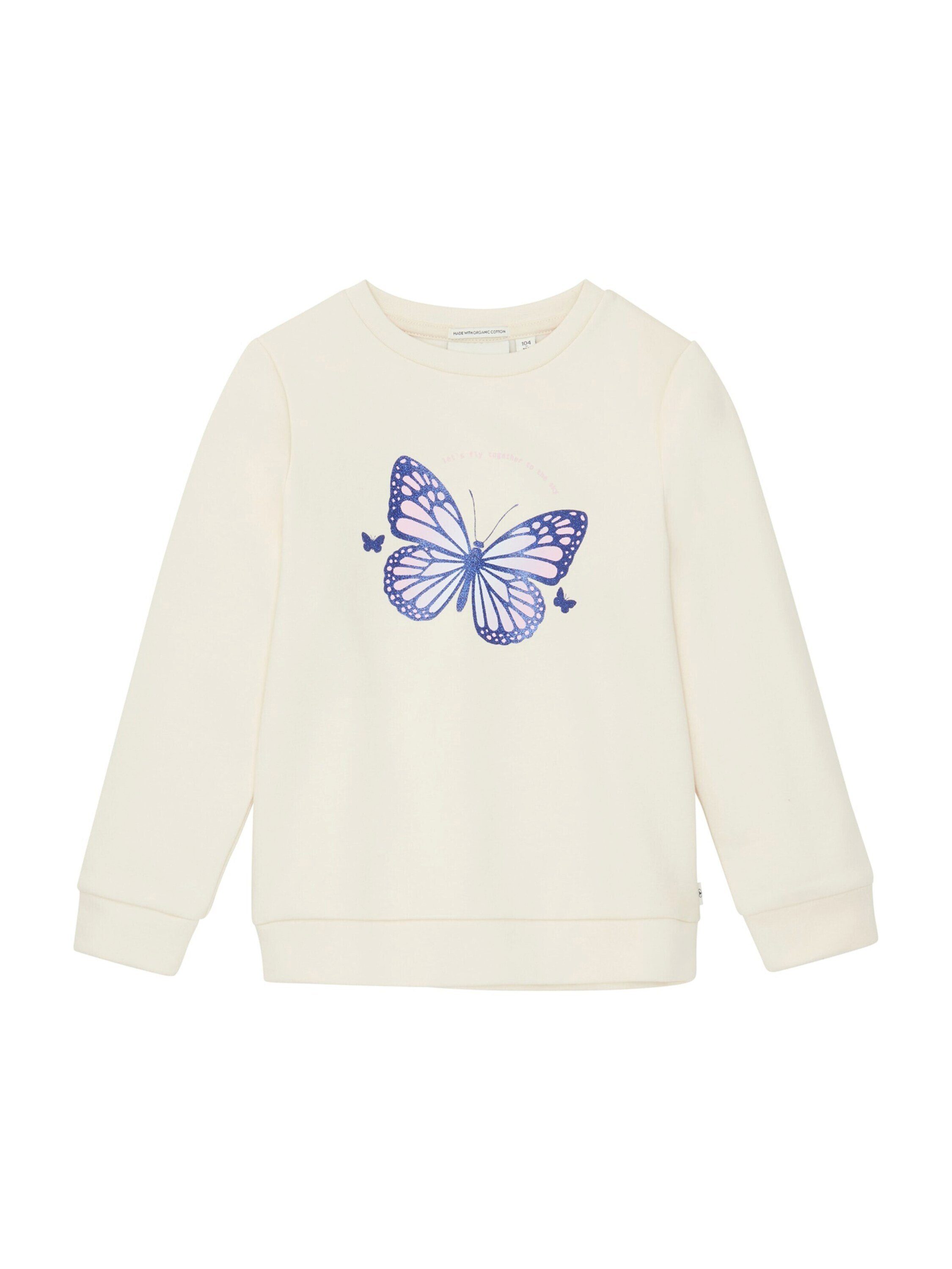 TOM TAILOR Sweatshirt Creme Details (1-tlg) Artwork Plain/ohne