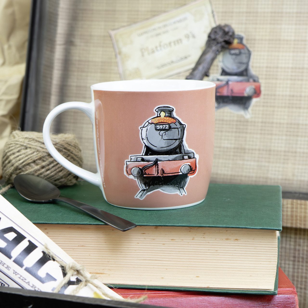 Geda Labels GmbH Tasse HP Hogwarts Express Watercolor, 1-tlg., Porzellan, Rosa, 300ml, mit Herzhenkel