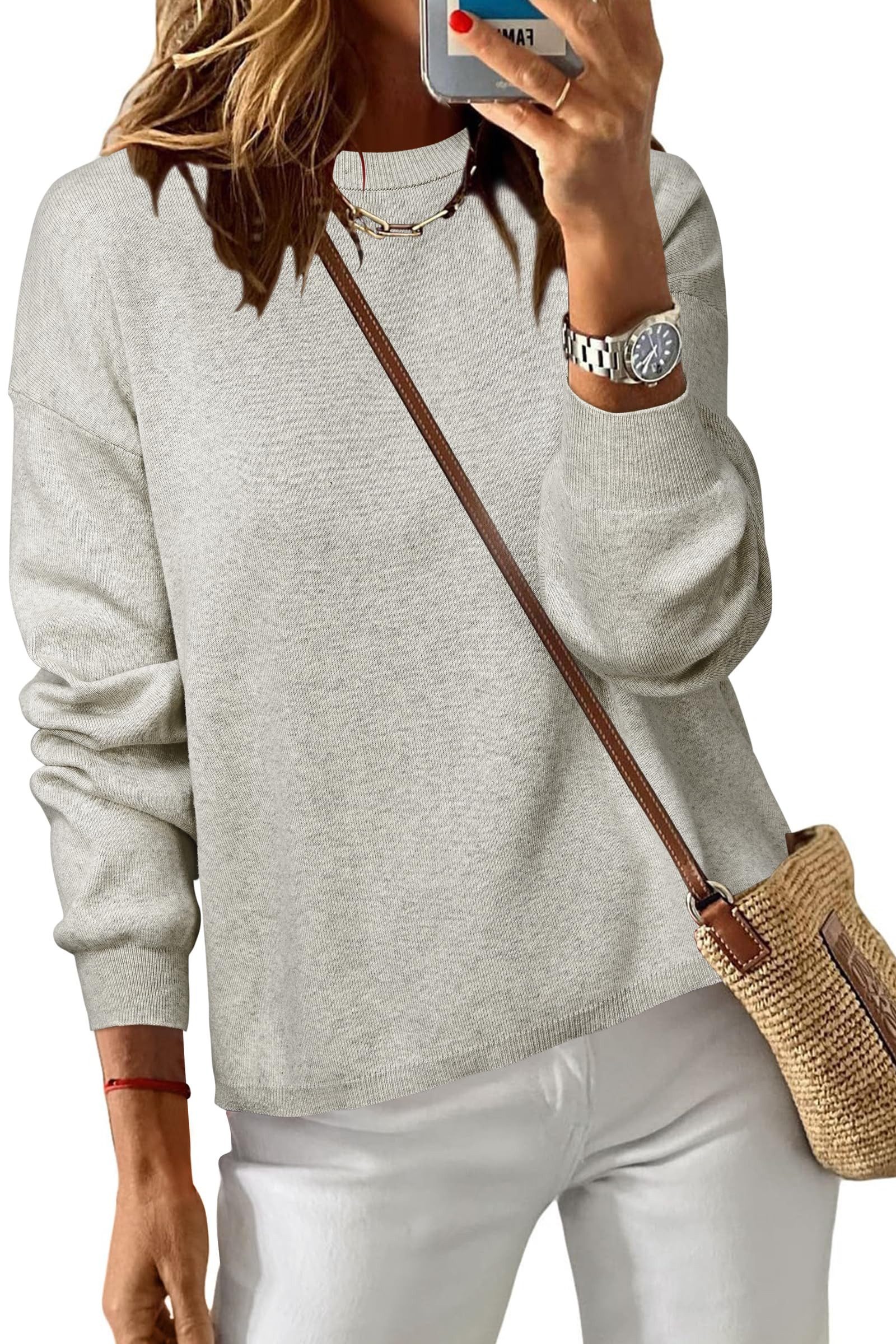 Arach&Cloz Longpullover Arach&Cloz Damen Pullover 100% Baumwolle Rundhalspu günstig online kaufen