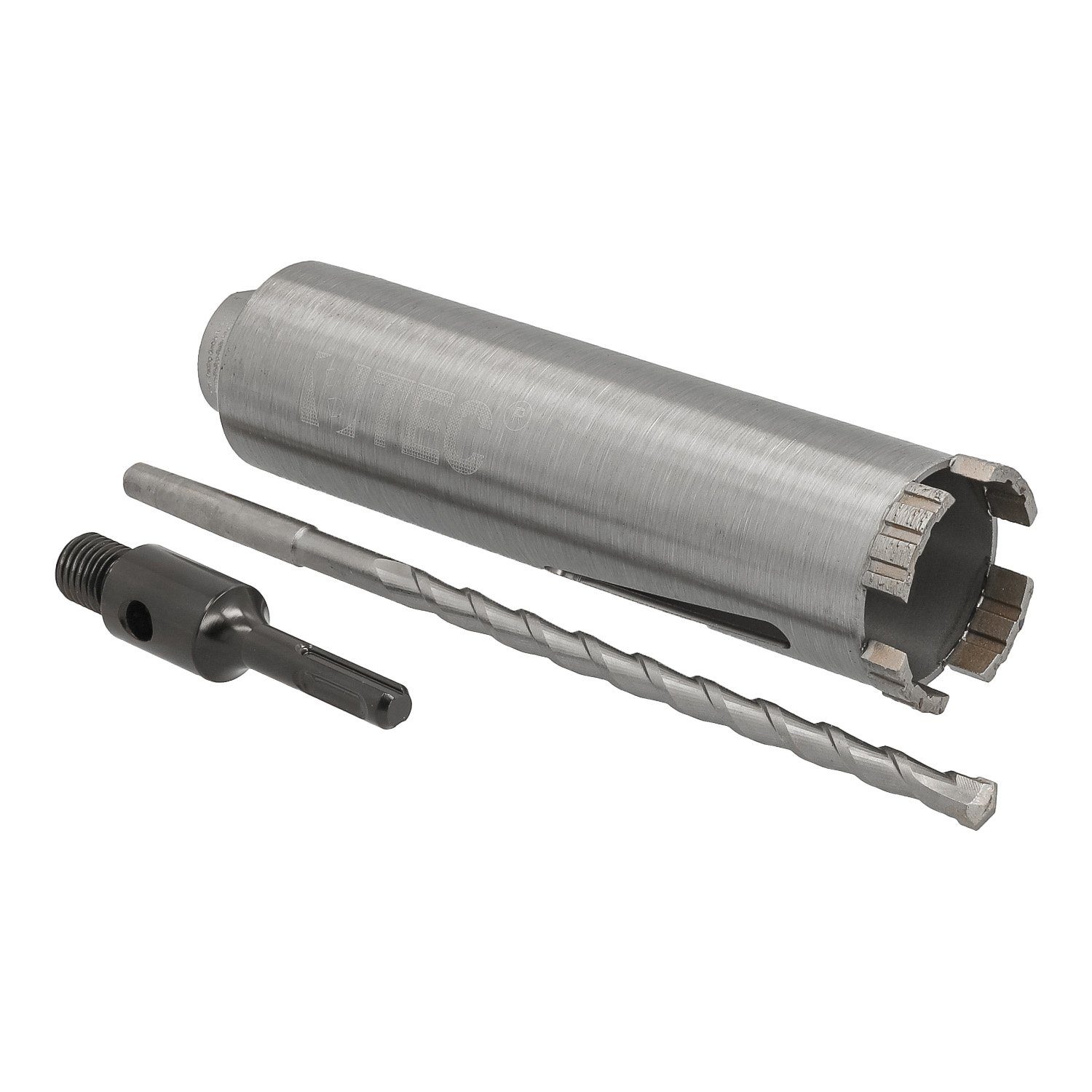 BTEC Diamanttrockenbohrer Diamant Bohrkrone 180mm Ø 52mm SDS + Adapter kurz mit Zentrierbohrer, Ø 52 mm