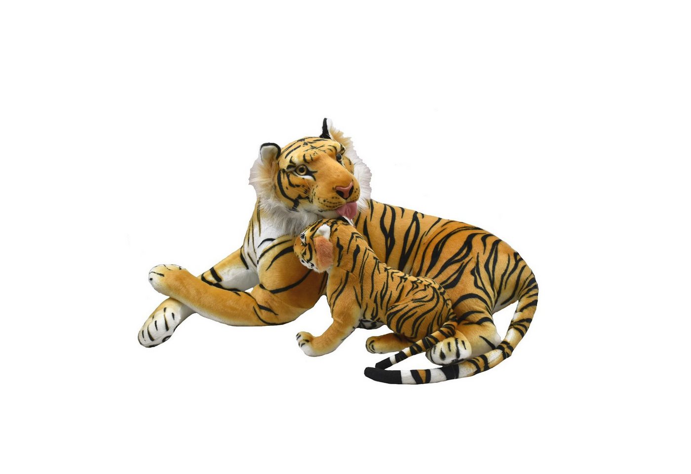 Geschenkestadl Kuscheltier Tiger Kuscheltier Mama mit Baby XXL 90 cm Plüschtier Wildkatze (Spar-Set, 1-St., Mutter mit Jungen), Tiger mit Baby