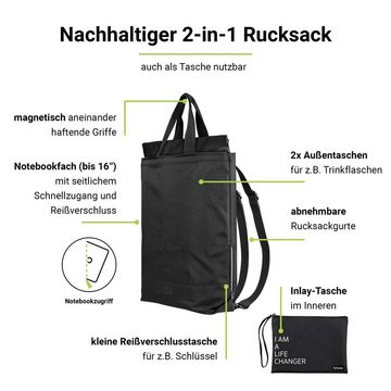 Artwizz Laptoprucksack Eco BackPack, 2-in-1 Notebook Rucksack und Tasche, Nachhaltig, Schwarz