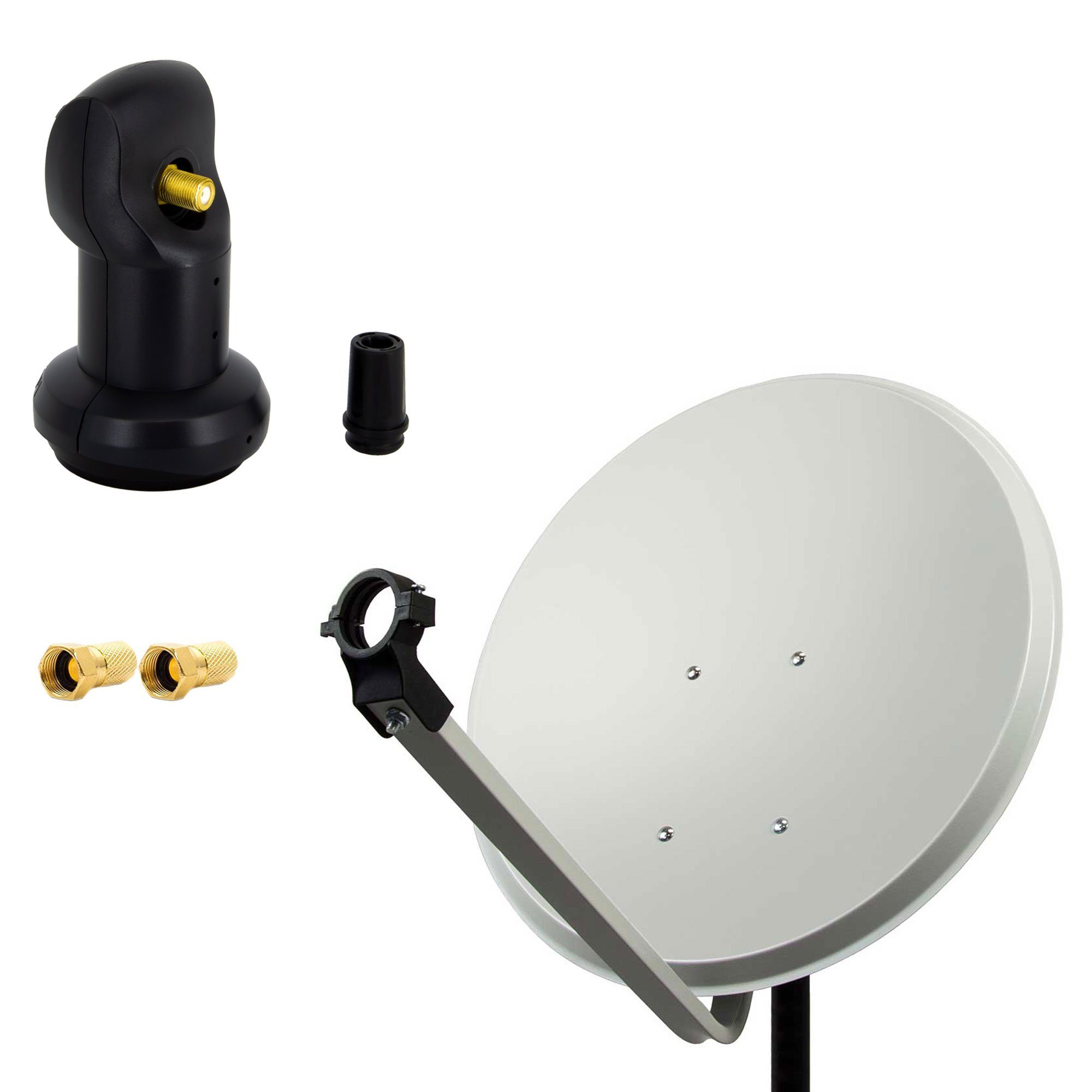 SAT Anlage 60cm Satellitenschüssel ALU Single LNB 2x F-Stecker SAT-Antenne