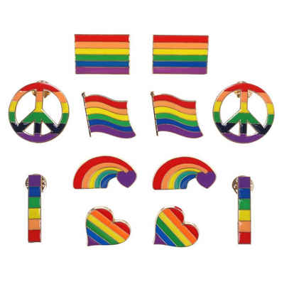 GalaxyCat Pins Regenbogen Anstecker Set, LGBT Pin, 12 Stück, Pride Fahne Metallans, Regenbogenfahne Anstecker, 12 Stück