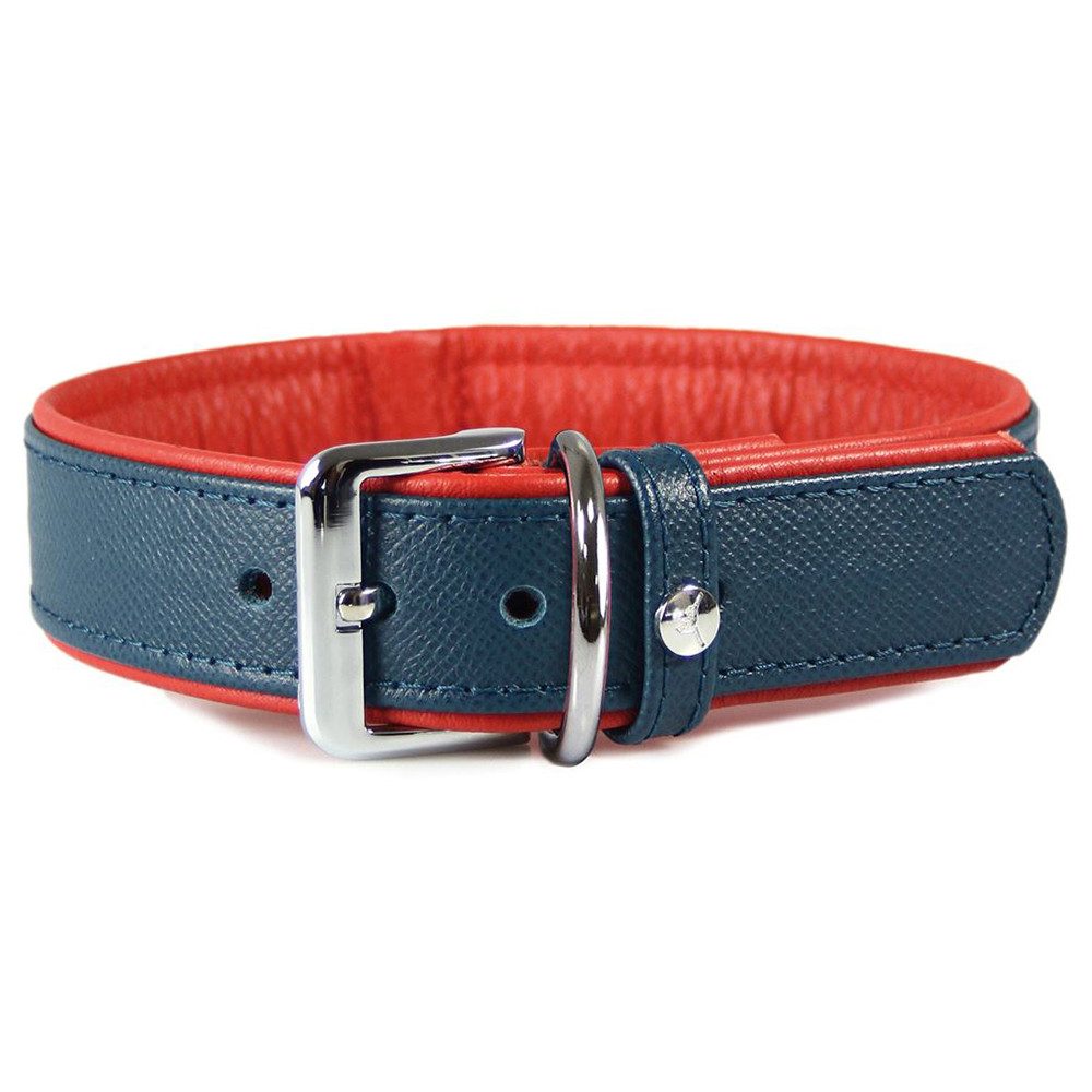 Das Lederband Hunde-Halsband Hundehalsband Firenze opal/flame