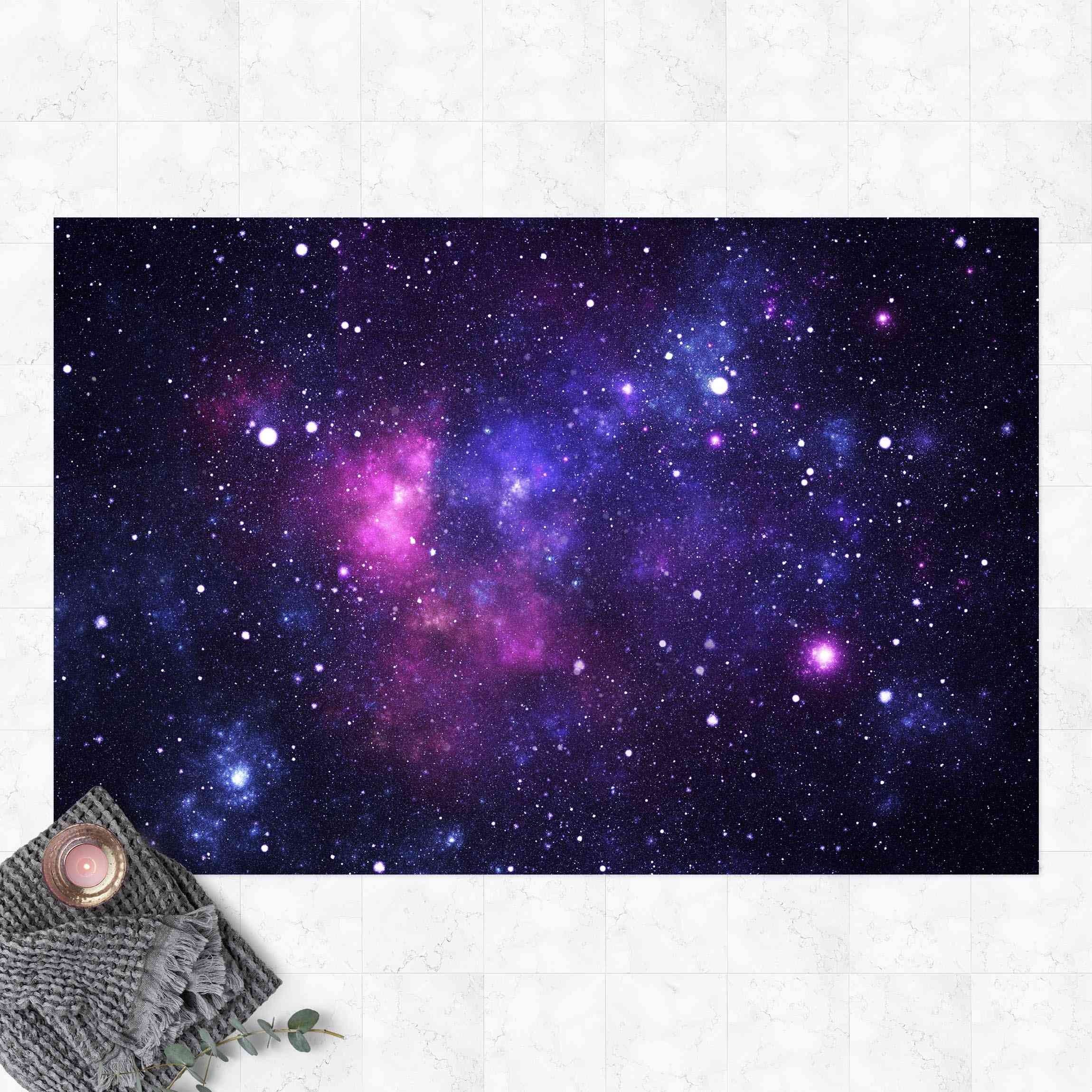 Bilderdepot24 Teppich Vinyl Kinderzimmer Mädchen Jungen Galaxie funktional, rechteckig - violett glatt, nass wischbar (Saft, Tierhaare) - Saugroboter & Bodenheizung geeignet