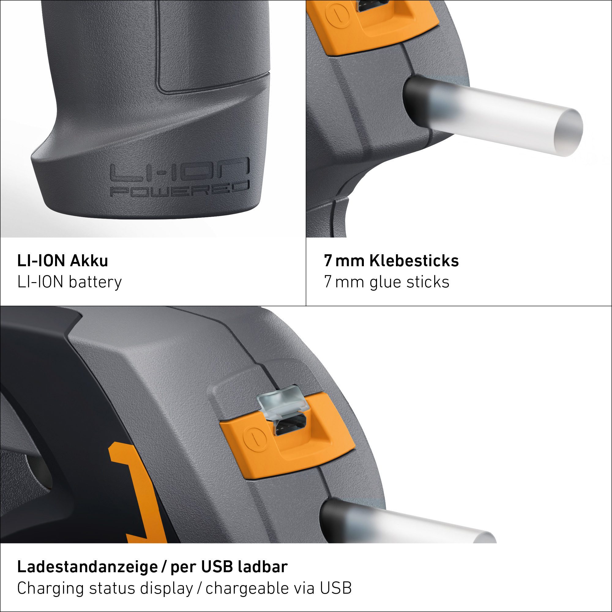 steinel Heißklebepistole MobileGlue 1007, kabellos, mit Akku, schnelle Aufheizzeit, 7 mm