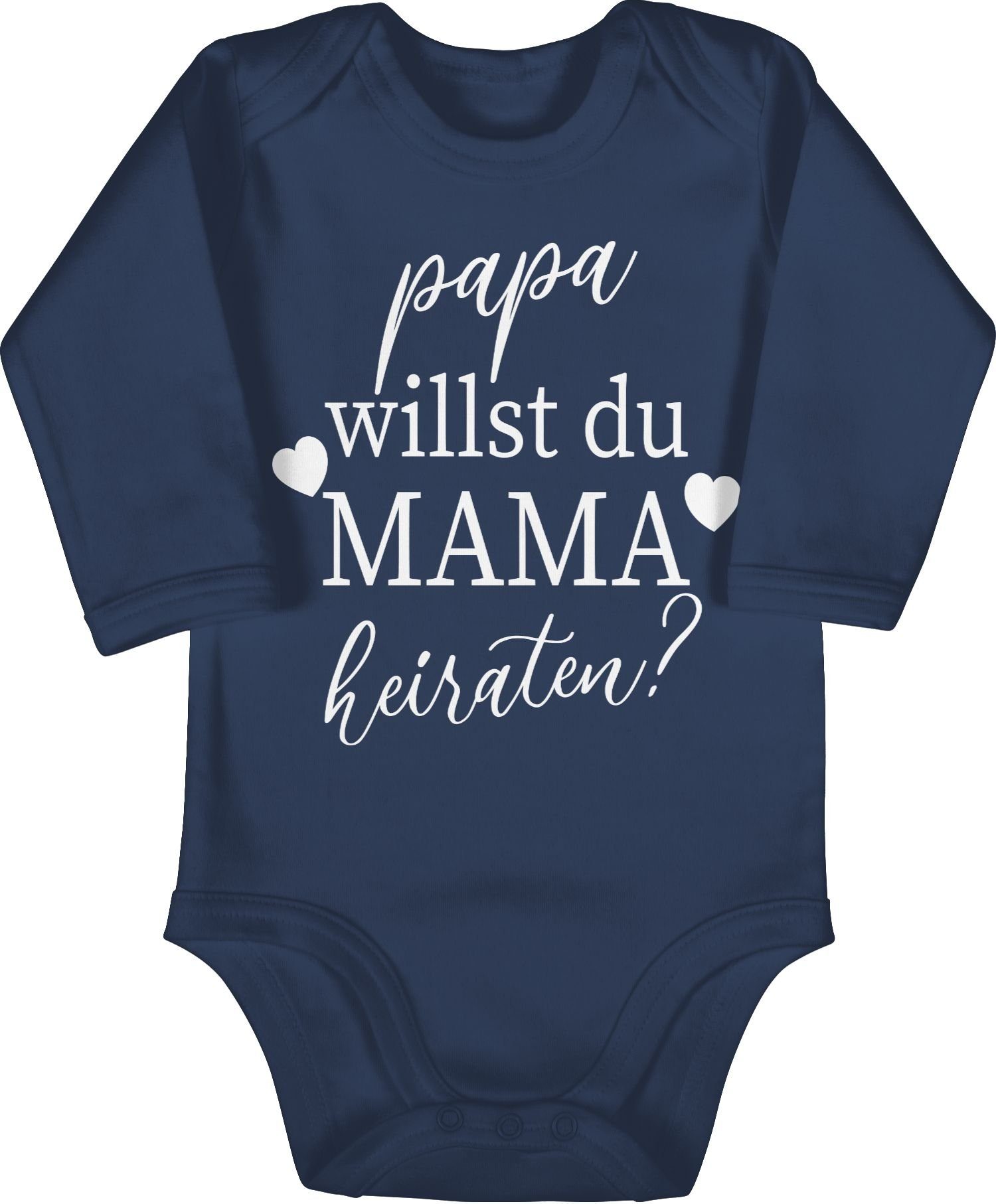 Mama Neugebore Baby meine heiraten heiraten - Shirtbody Shirtracer du Navy willst 2 Papa Willst Du - Hochzeit Blau Mama